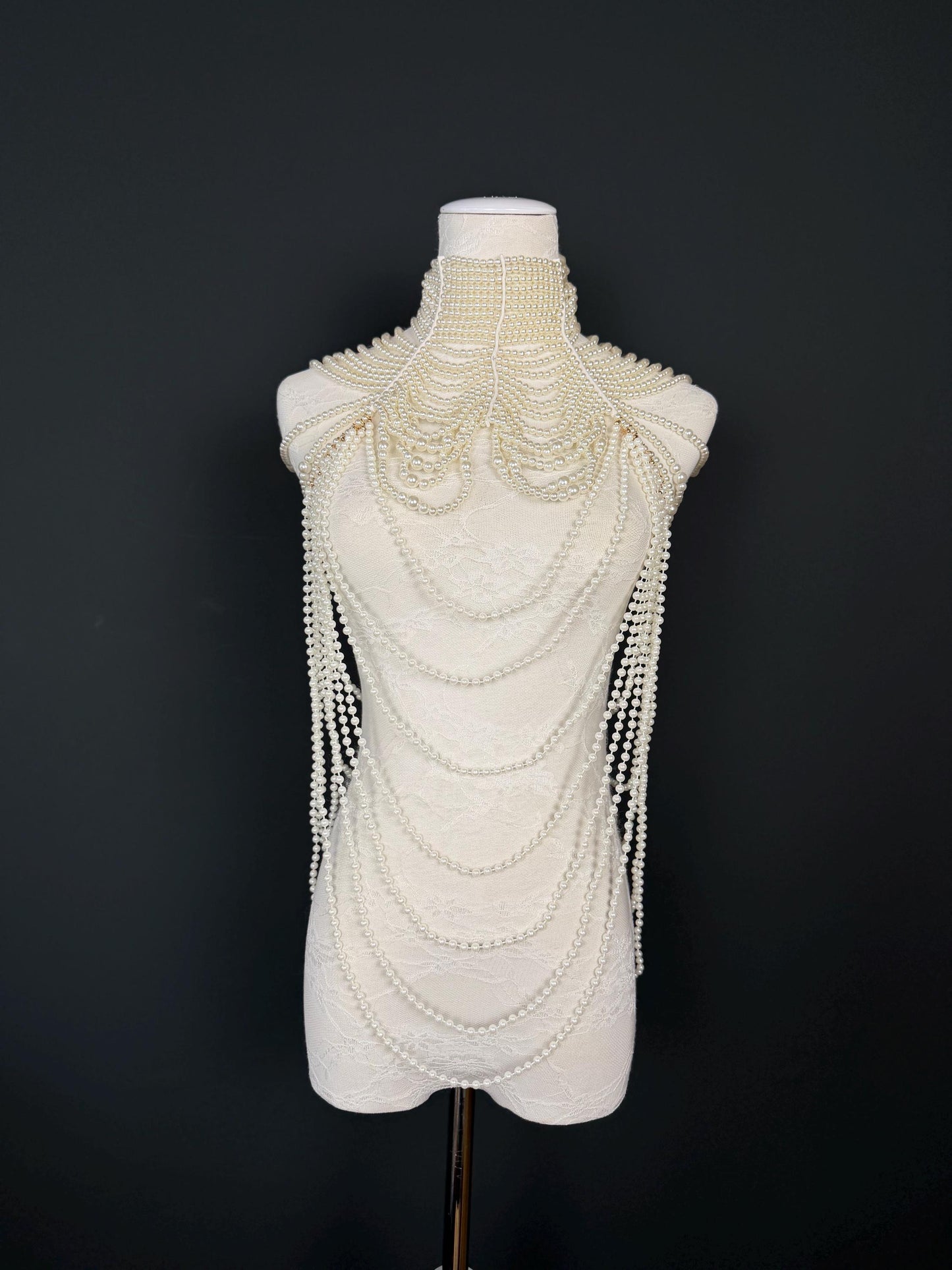 Pearl Body Necklace, Vintage Style Body Jewelry