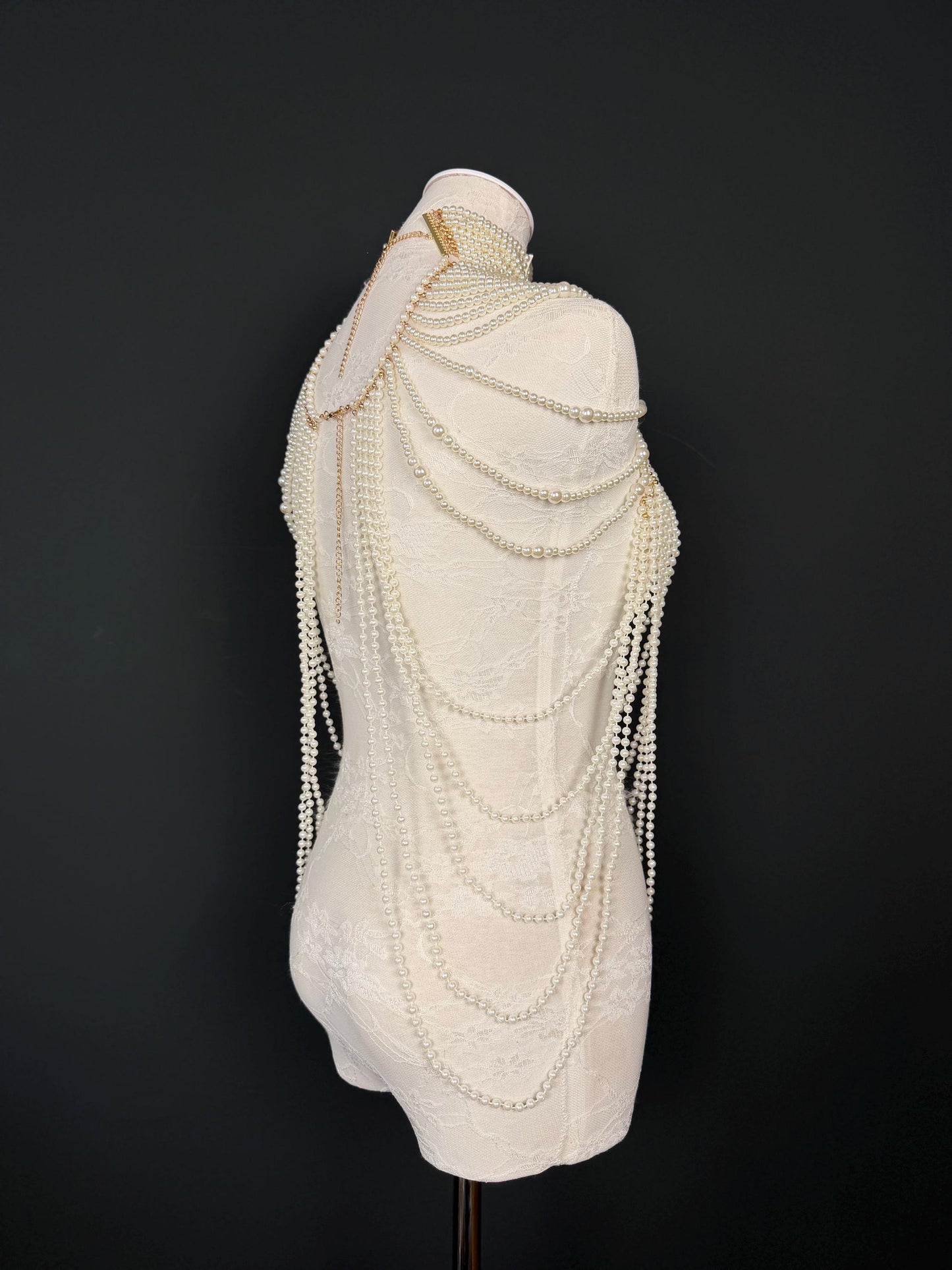 Pearl Body Necklace, Vintage Style Body Jewelry