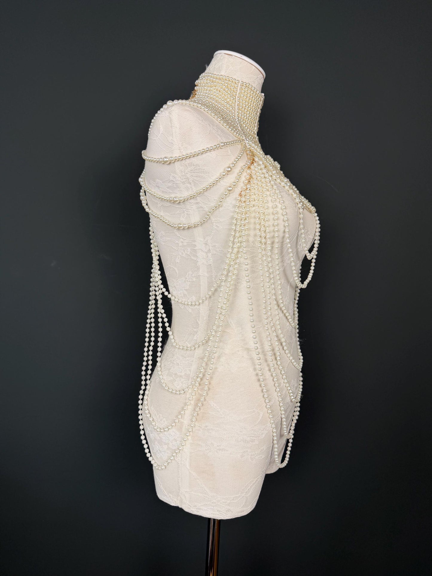 Pearl Body Necklace, Vintage Style Body Jewelry