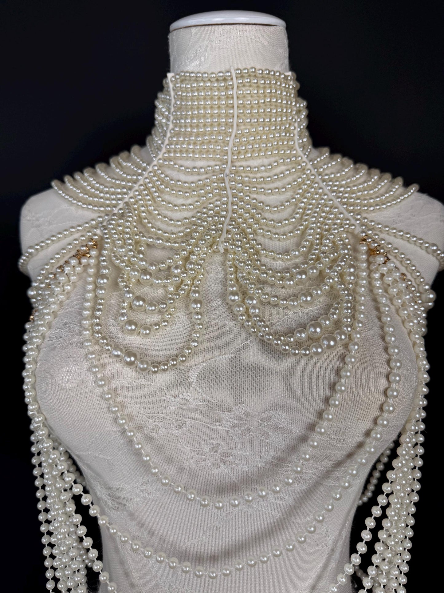 Pearl Body Necklace, Vintage Style Body Jewelry