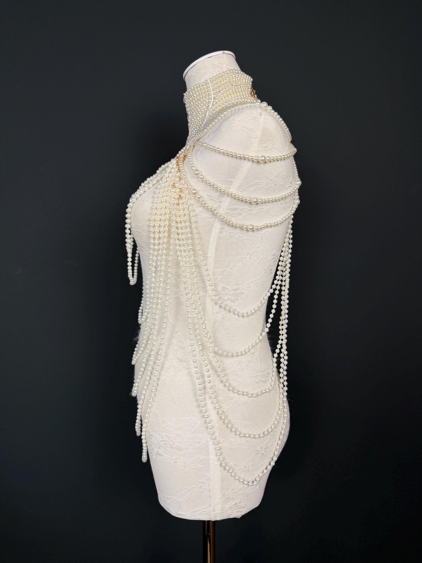 Pearl Body Necklace, Vintage Style Body Jewelry