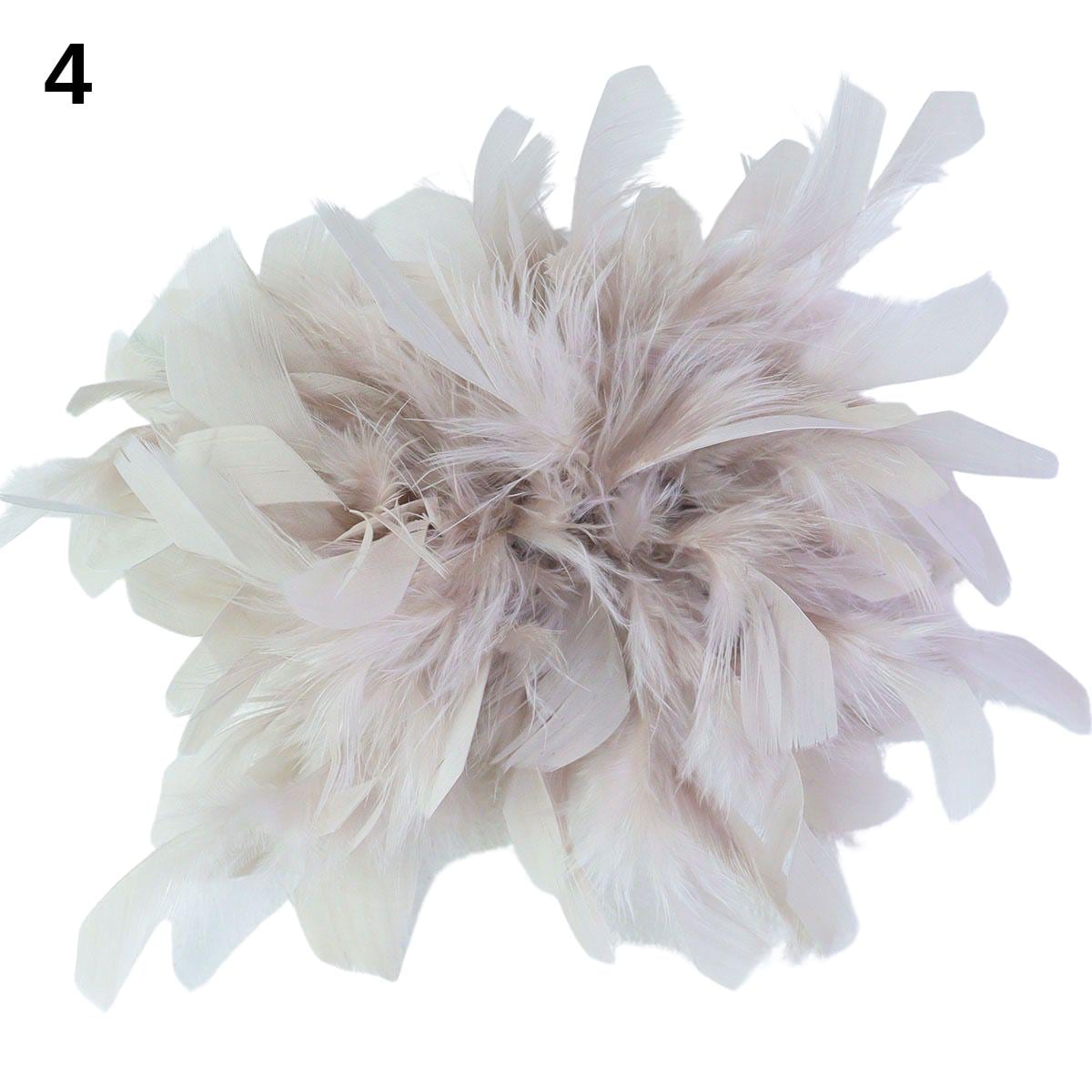 Large Faux Feather Corsage, Grey, 26 colours, 10” Wide, 25cm, Pin on Corsage, Bridal, Clothing, Dress, Hat, Accessory, FAN Design