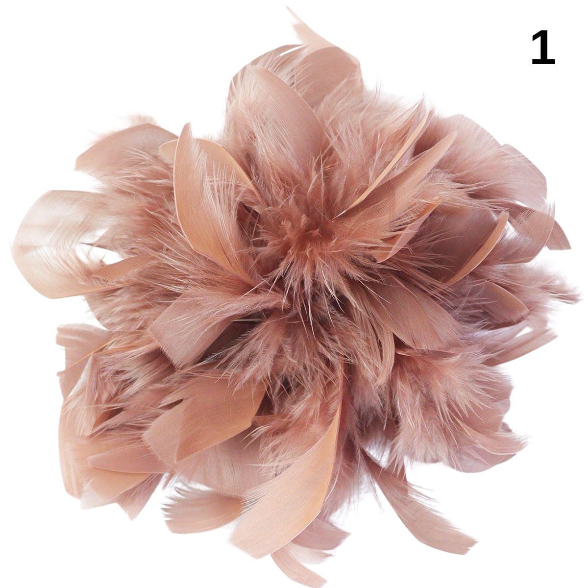 Large Faux Feather Corsage, Pink, 26 colours, 10” Wide, 25cm, Pin on Corsage, Bridal, Clothing, Dress, Hat, Accessory, FAN Design