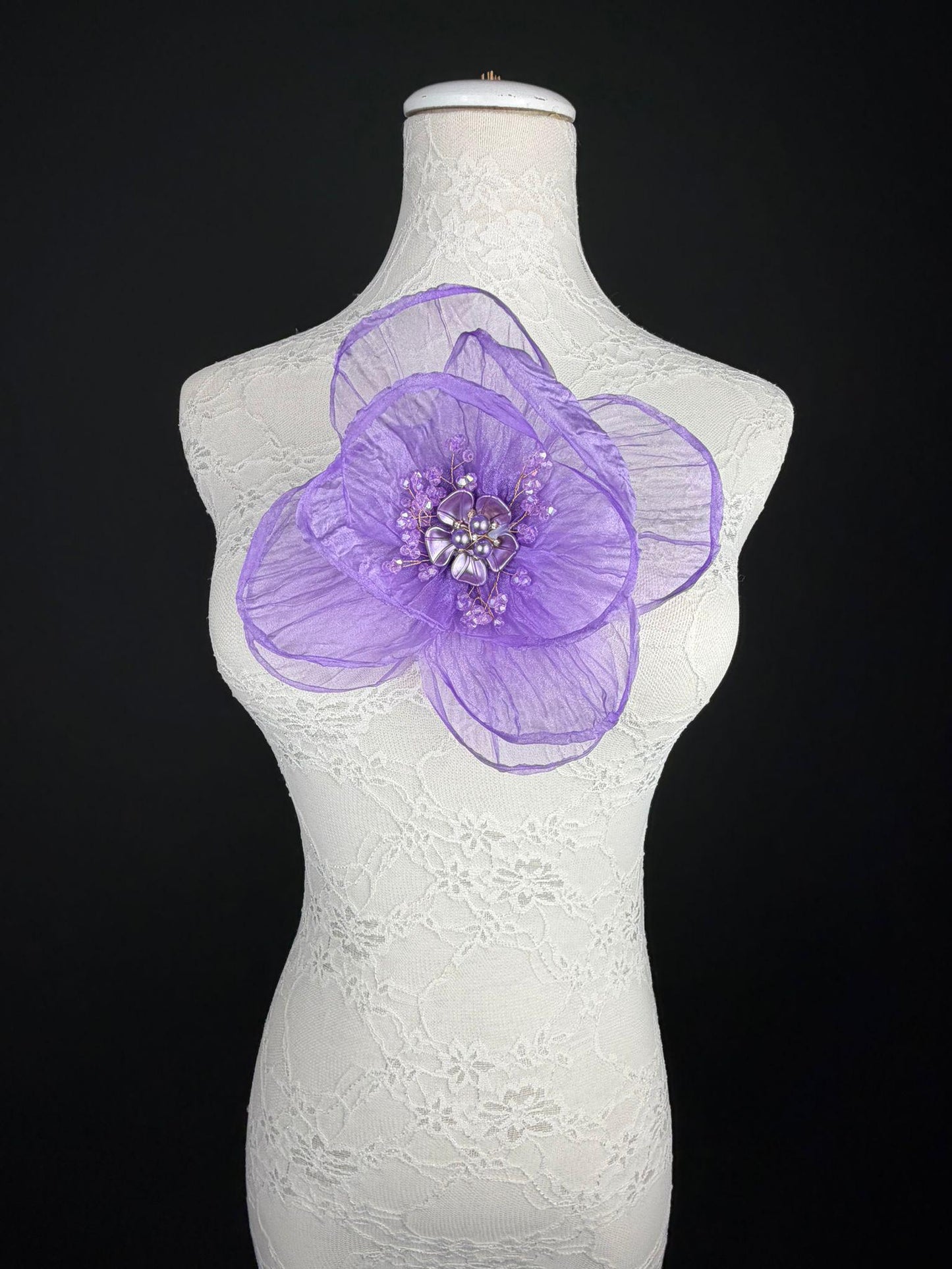 Large Organza Corsage Flower, Orange, 15 colours, 8” Wide, 20cm, Pin on Corsage, Bridal, Clothing, Dress, Hat, Accessory, FAN Design