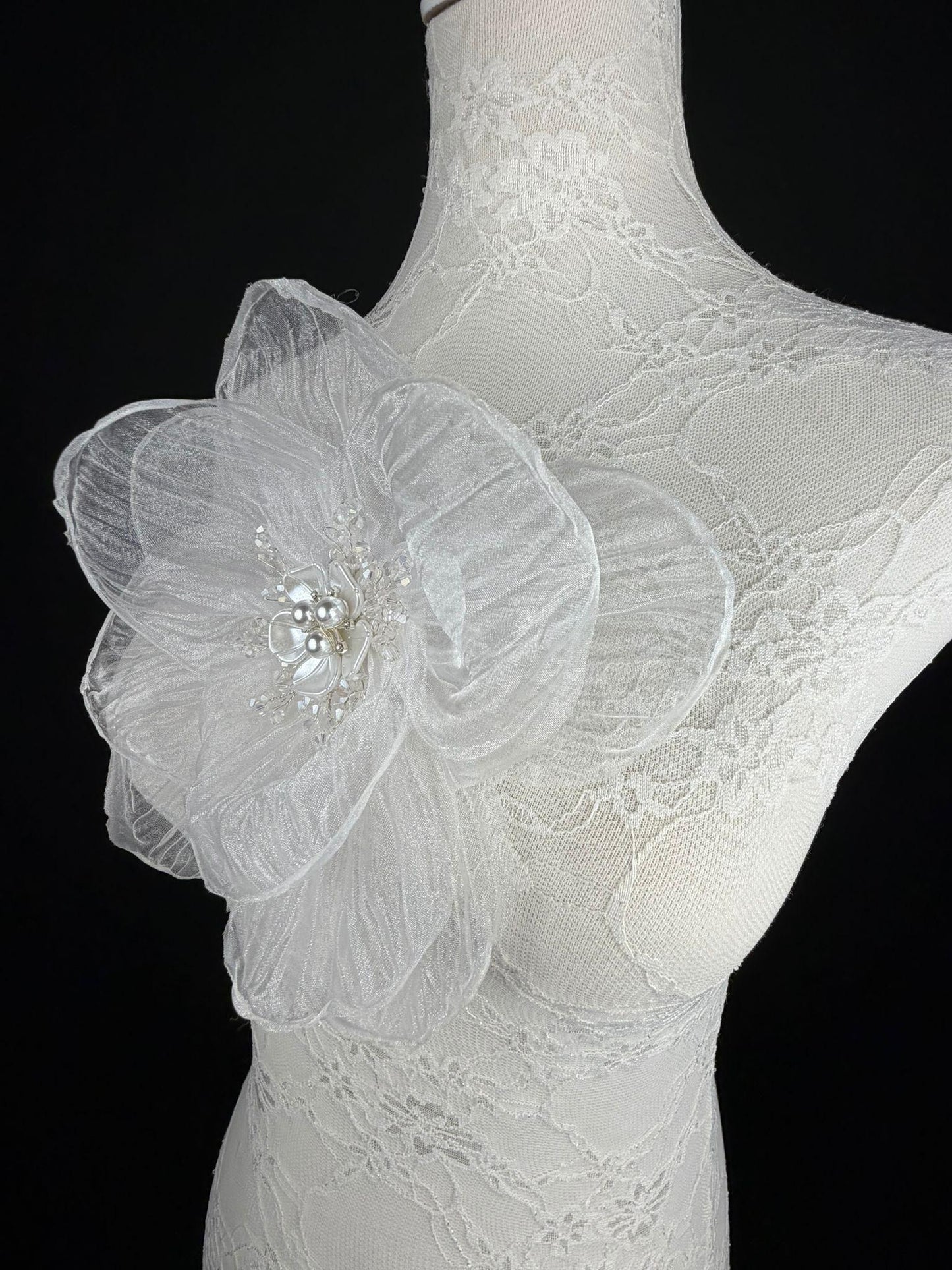 Large Organza Corsage Flower, Orange, 15 colours, 8” Wide, 20cm, Pin on Corsage, Bridal, Clothing, Dress, Hat, Accessory, FAN Design