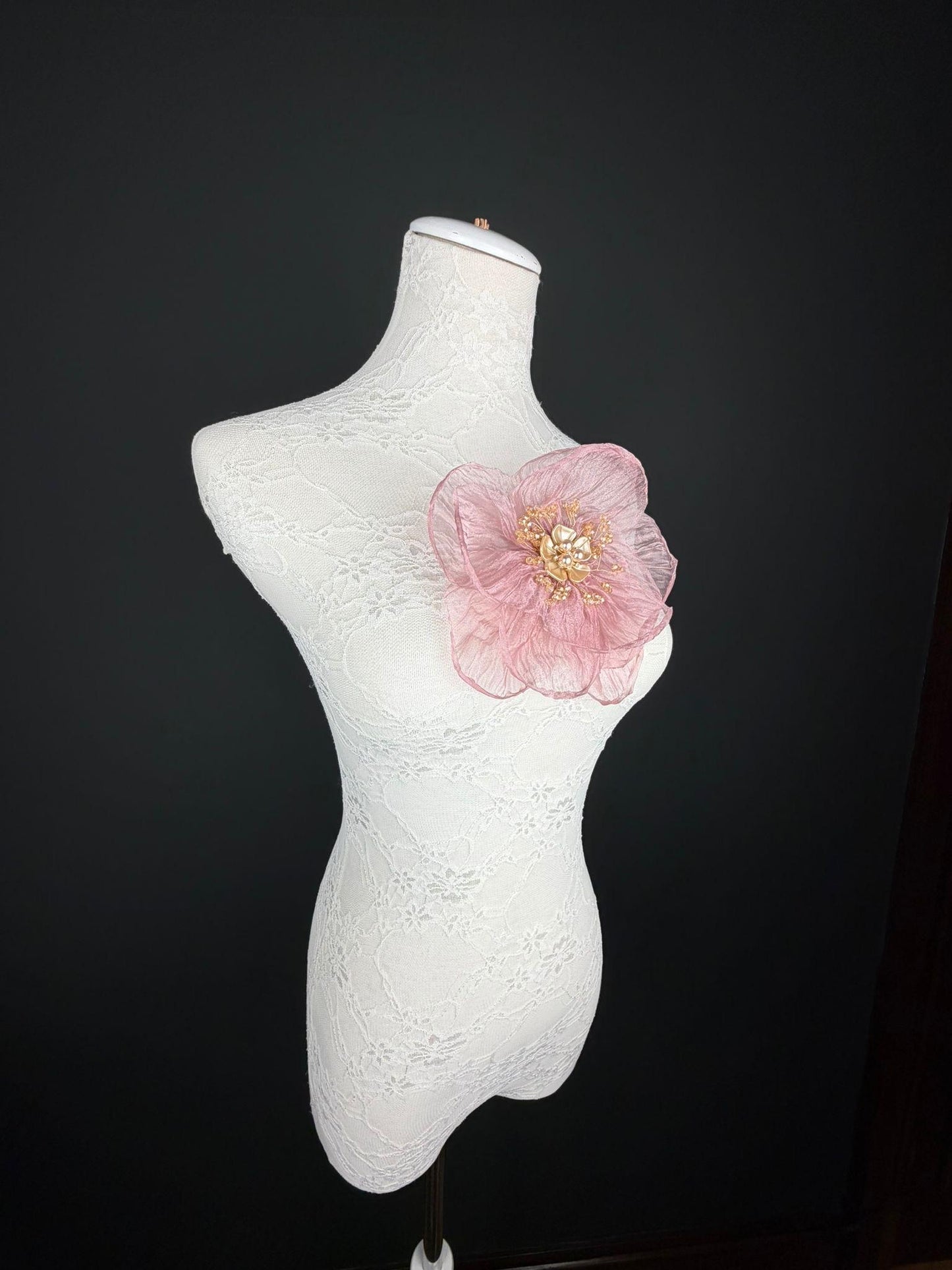 Large Organza Corsage Flower, Dusky Pink, 15 colours, 8” Wide, 20cm, Pin on Corsage, Bridal, Clothing, Dress, Hat, Accessory, FAN Design