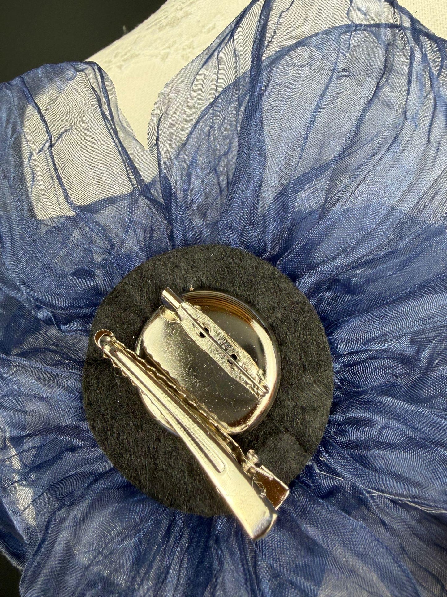 Large Organza Corsage Flower, Navy, 15 colours, 8” Wide, 20cm, Pin on Corsage, Bridal, Clothing, Dress, Hat, Accessory, FAN Design