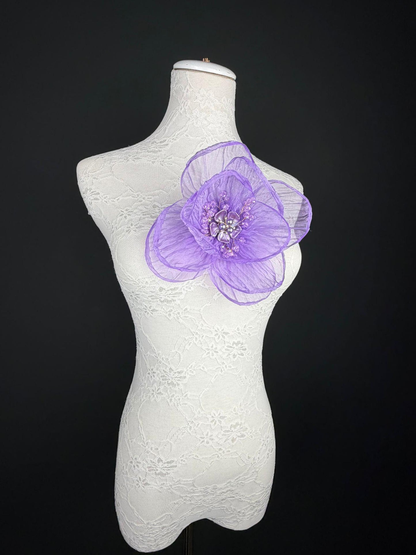 Large Organza Corsage Flower, Purple, 15 colours, 8” Wide, 20cm, Pin on Corsage, Bridal, Clothing, Dress, Hat, Accessory, FAN Design