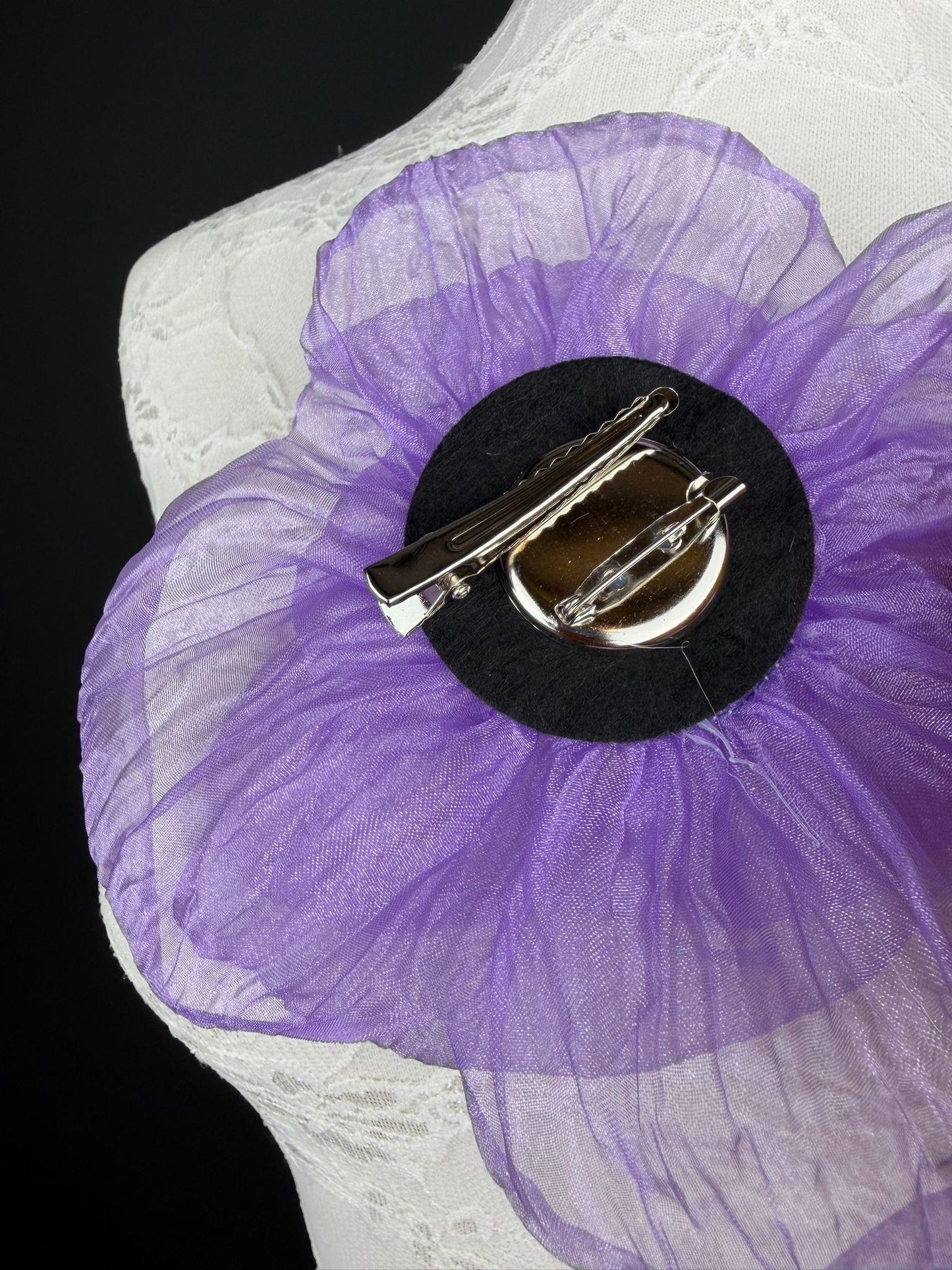 Large Organza Corsage Flower, Purple, 15 colours, 8” Wide, 20cm, Pin on Corsage, Bridal, Clothing, Dress, Hat, Accessory, FAN Design