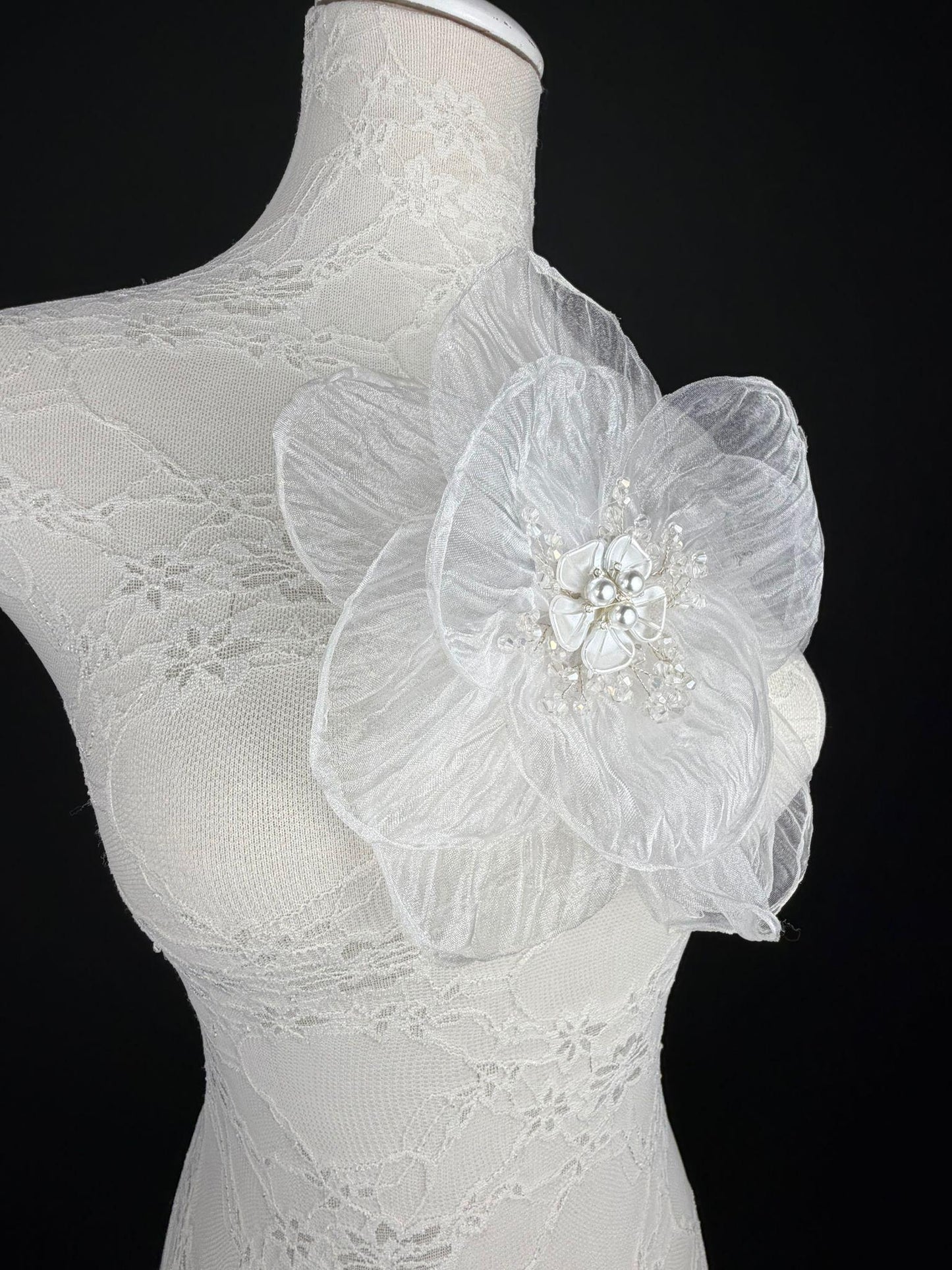 Large Organza Corsage Flower, White, 15 colours, 8” Wide, 20cm, Pin on Corsage, Bridal, Clothing, Dress, Hat, Accessory, FAN Design