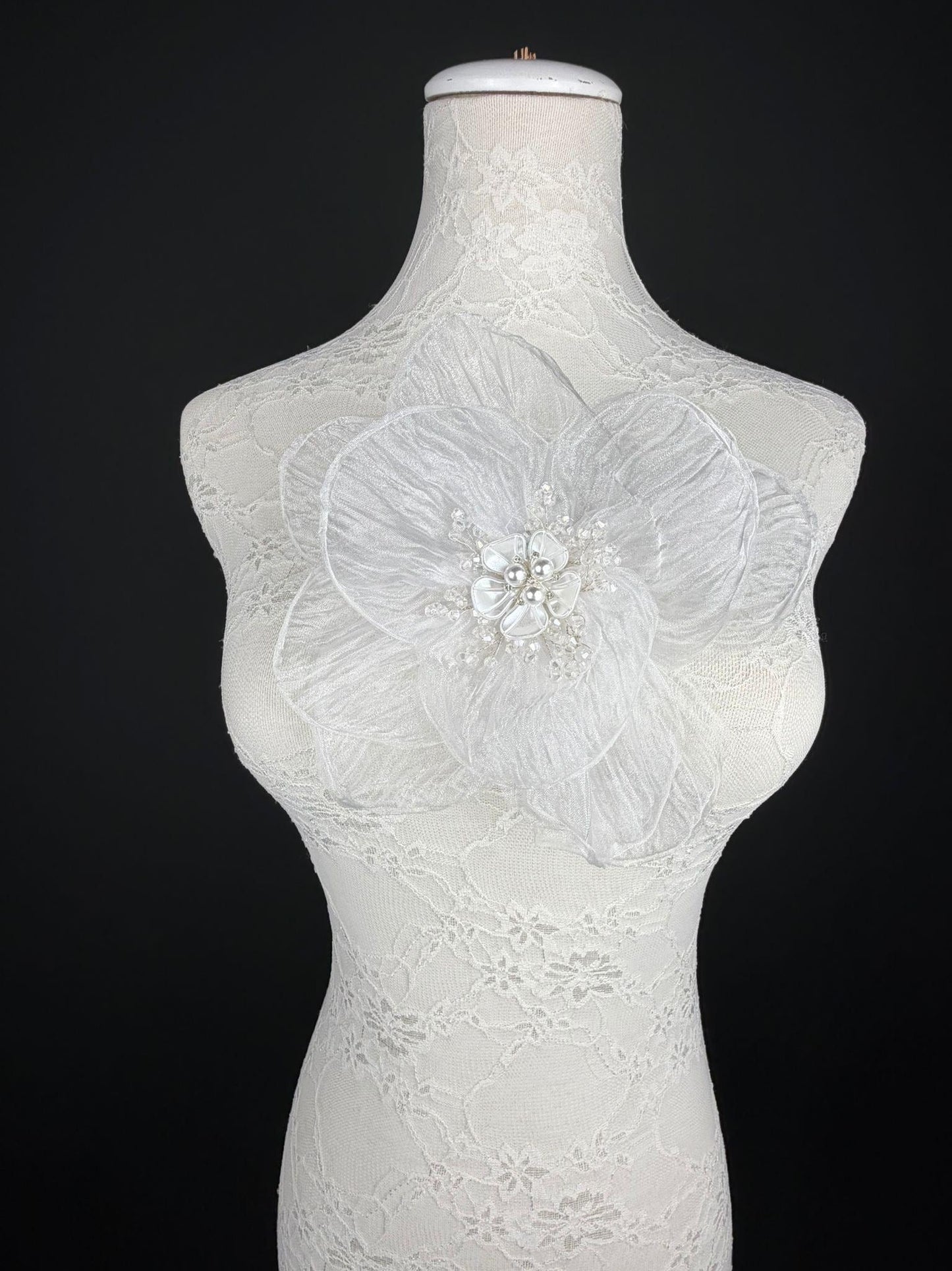 Large Organza Corsage Flower, White, 15 colours, 8” Wide, 20cm, Pin on Corsage, Bridal, Clothing, Dress, Hat, Accessory, FAN Design