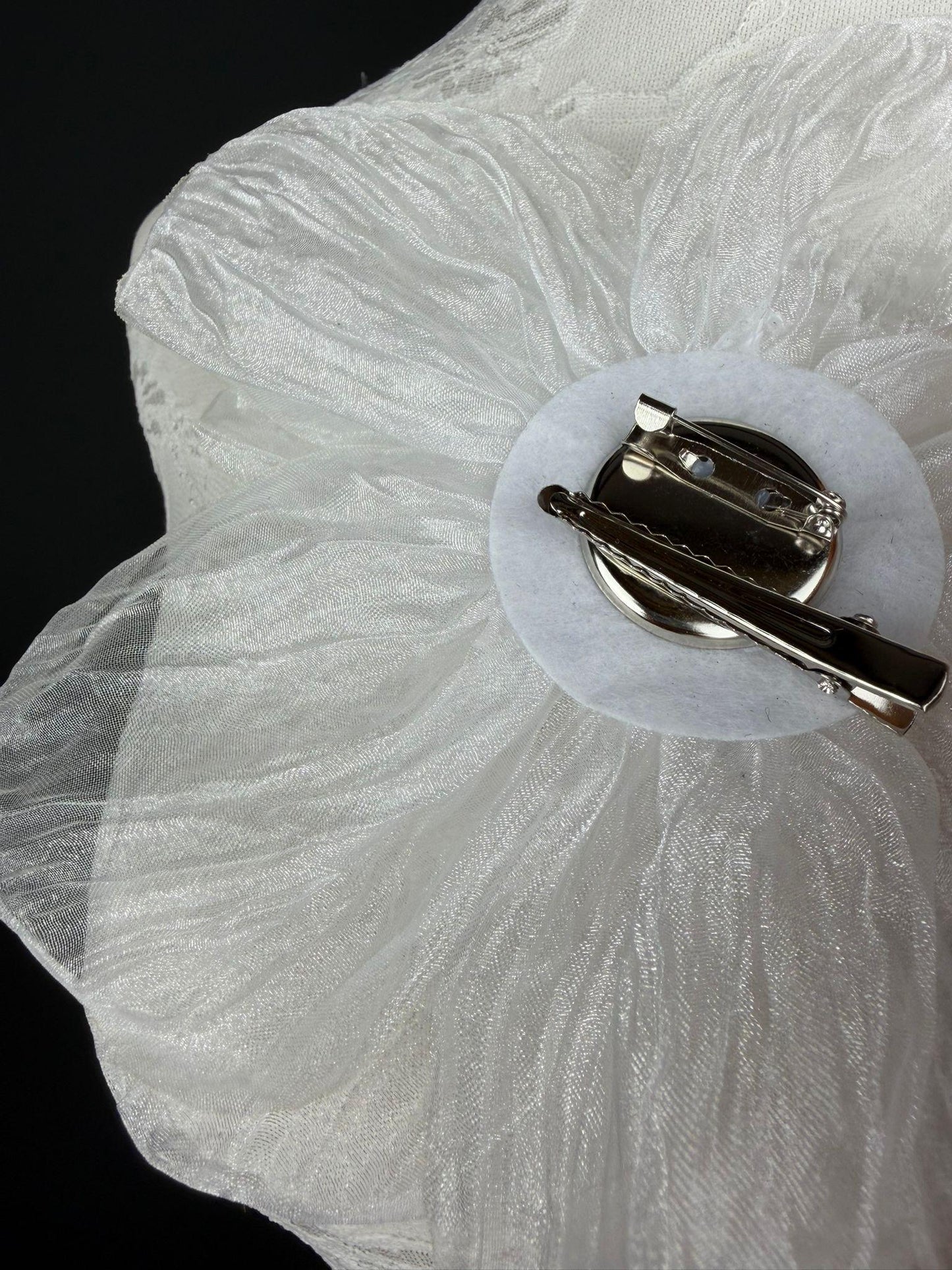 Large Organza Corsage Flower, White, 15 colours, 8” Wide, 20cm, Pin on Corsage, Bridal, Clothing, Dress, Hat, Accessory, FAN Design