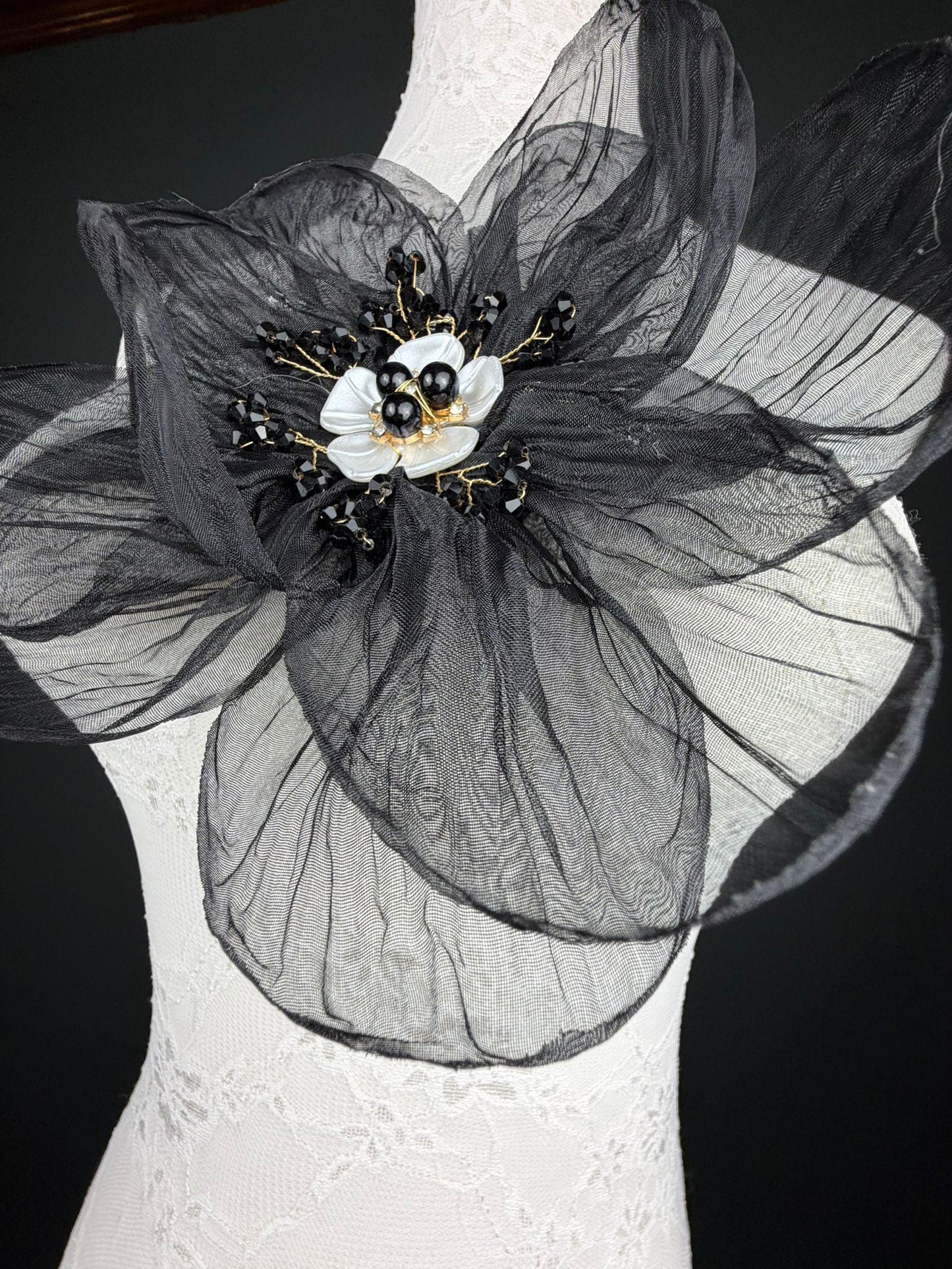 Large Organza Corsage Flower, Royal Blue, 15 colours, 8” Wide, 20cm, Pin on Corsage, Bridal, Clothing, Dress, Hat, Accessory, FAN Design