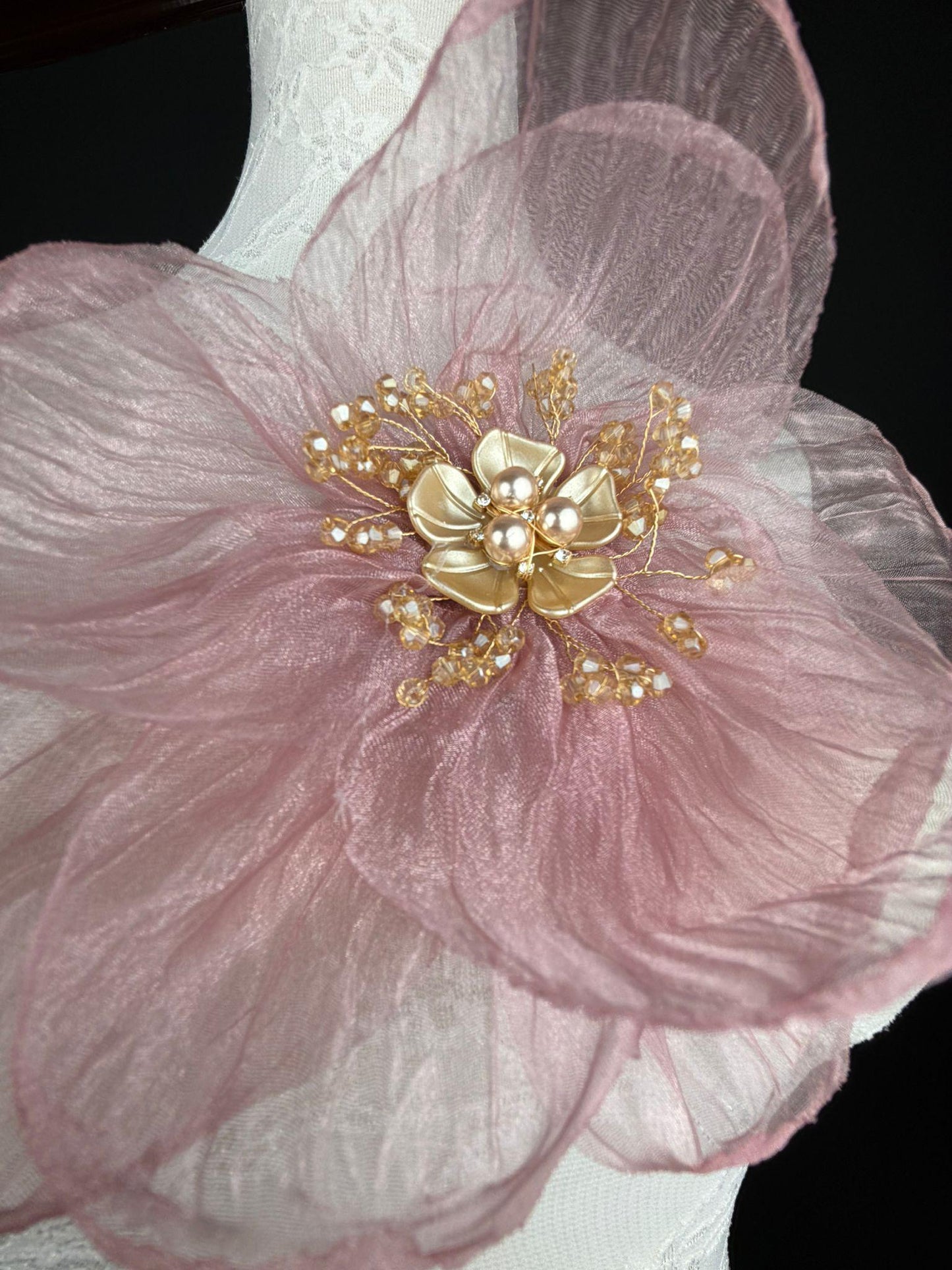 Large Organza Corsage Flower, Royal Blue, 15 colours, 8” Wide, 20cm, Pin on Corsage, Bridal, Clothing, Dress, Hat, Accessory, FAN Design