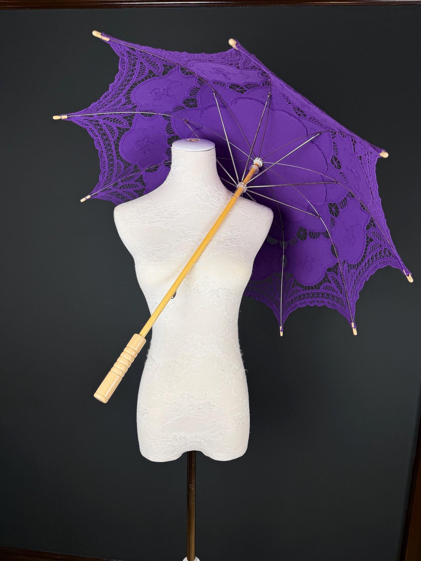 Parasol, Vintage Style, Cotton, Purple, 9 Colours, Wedding, Events, Party, Elegant, Style, Sun Protection