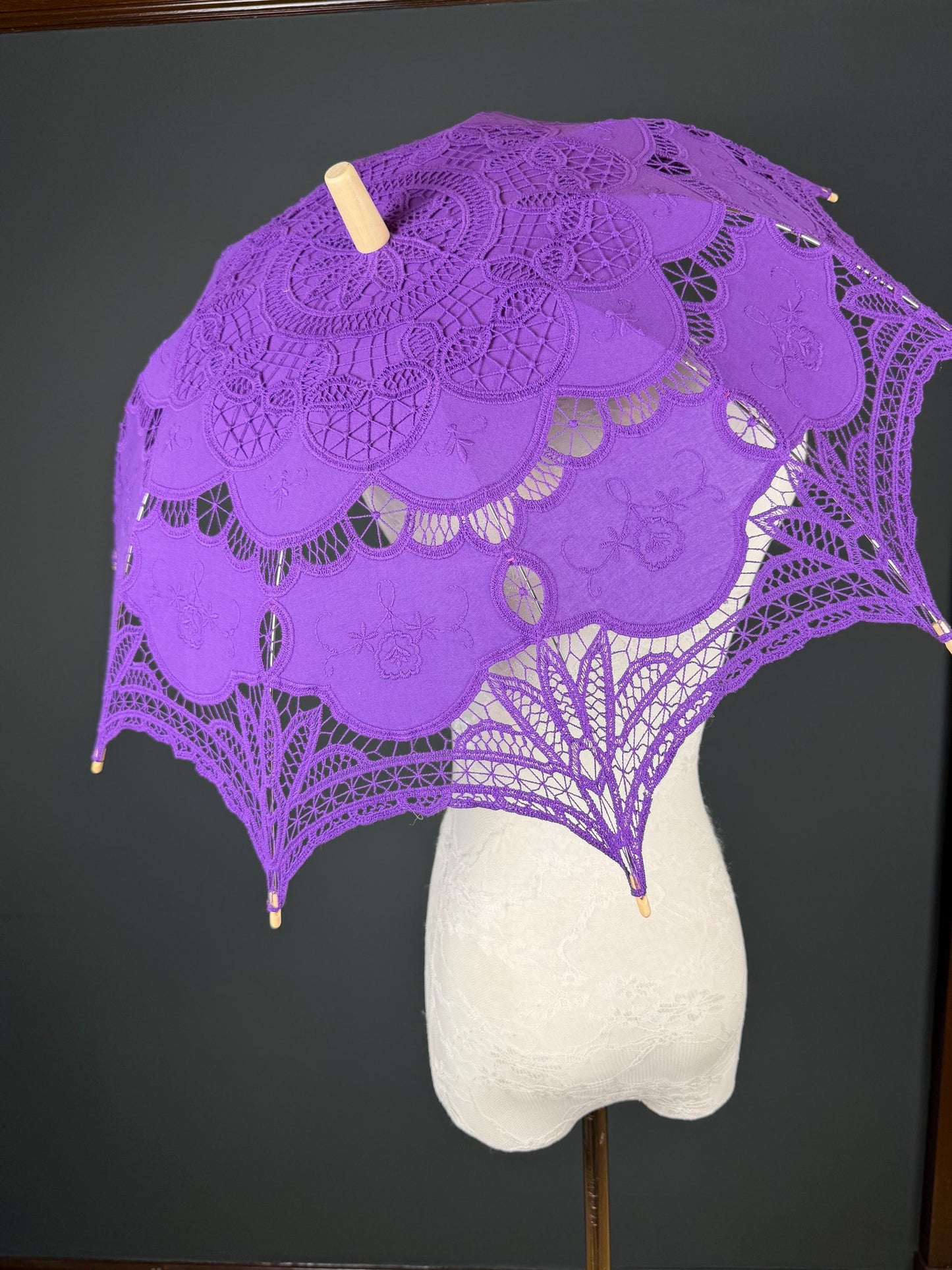 Parasol, Vintage Style, Cotton, Purple, 9 Colours, Wedding, Events, Party, Elegant, Style, Sun Protection