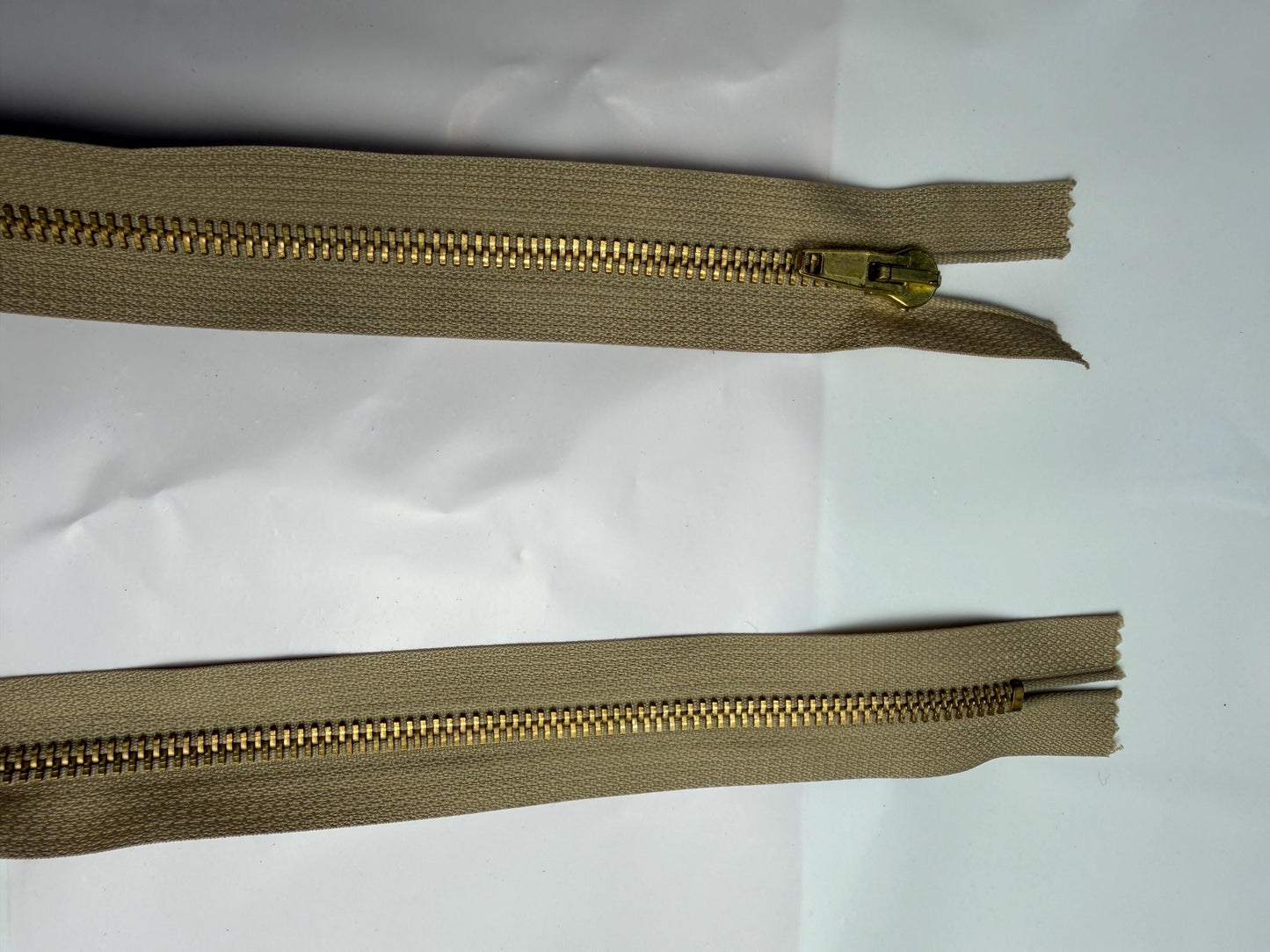 24” Gold Brass zipper, Stone Tape, Closed End Zipper