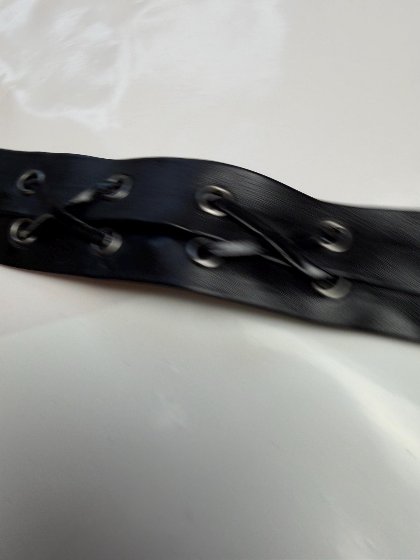 Eyelet tape, Tie up Eyelet tape, fastened eyelet tape, Black Vegan Faux Leather, Eyelet tape