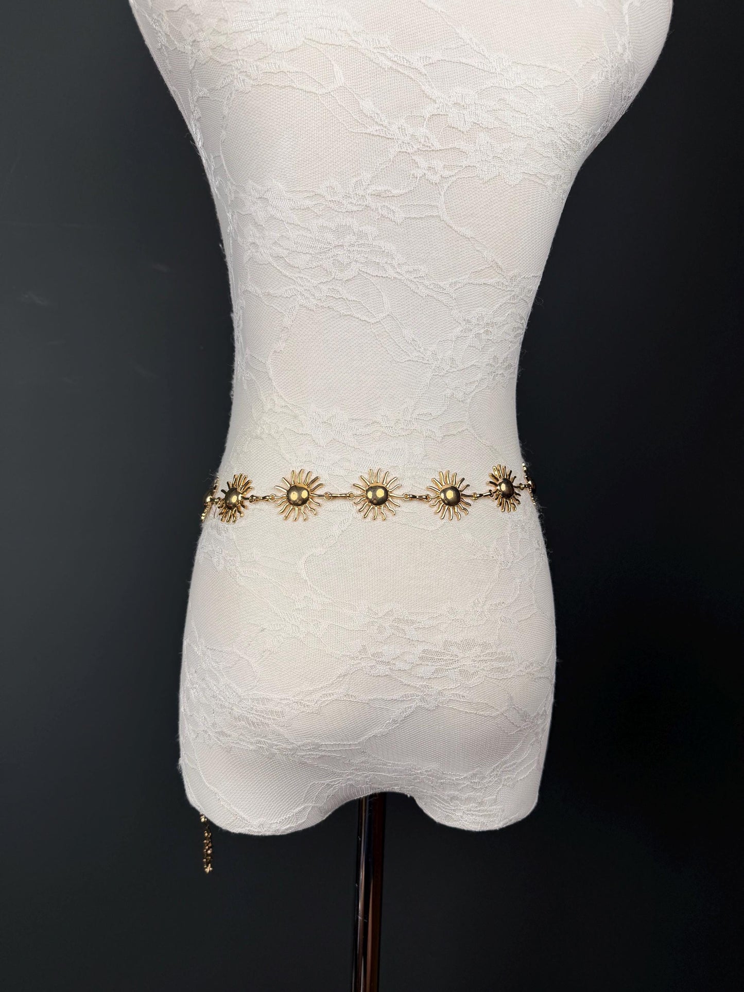 X-long Sun Design Belt, Metal Belt, Teen Sizes, UK Size 18”-60”, Fan Design, Holiday, Gold, Silver, Belt, Resortwear, Beach, Dress, Gift