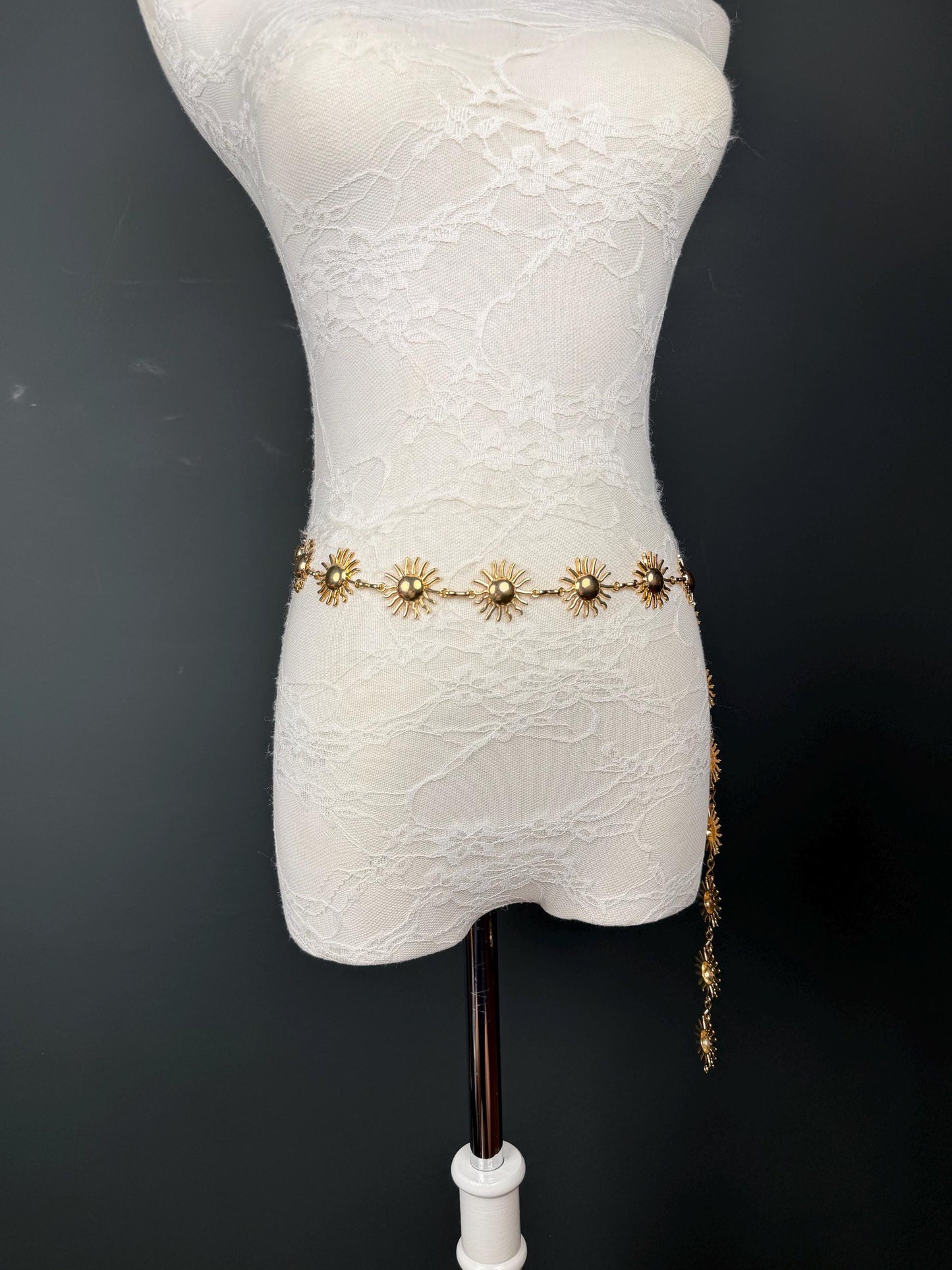 X-long Sun Design Belt, Metal Belt, Teen Sizes, UK Size 18”-60”, Fan Design, Holiday, Gold, Silver, Belt, Resortwear, Beach, Dress, Gift