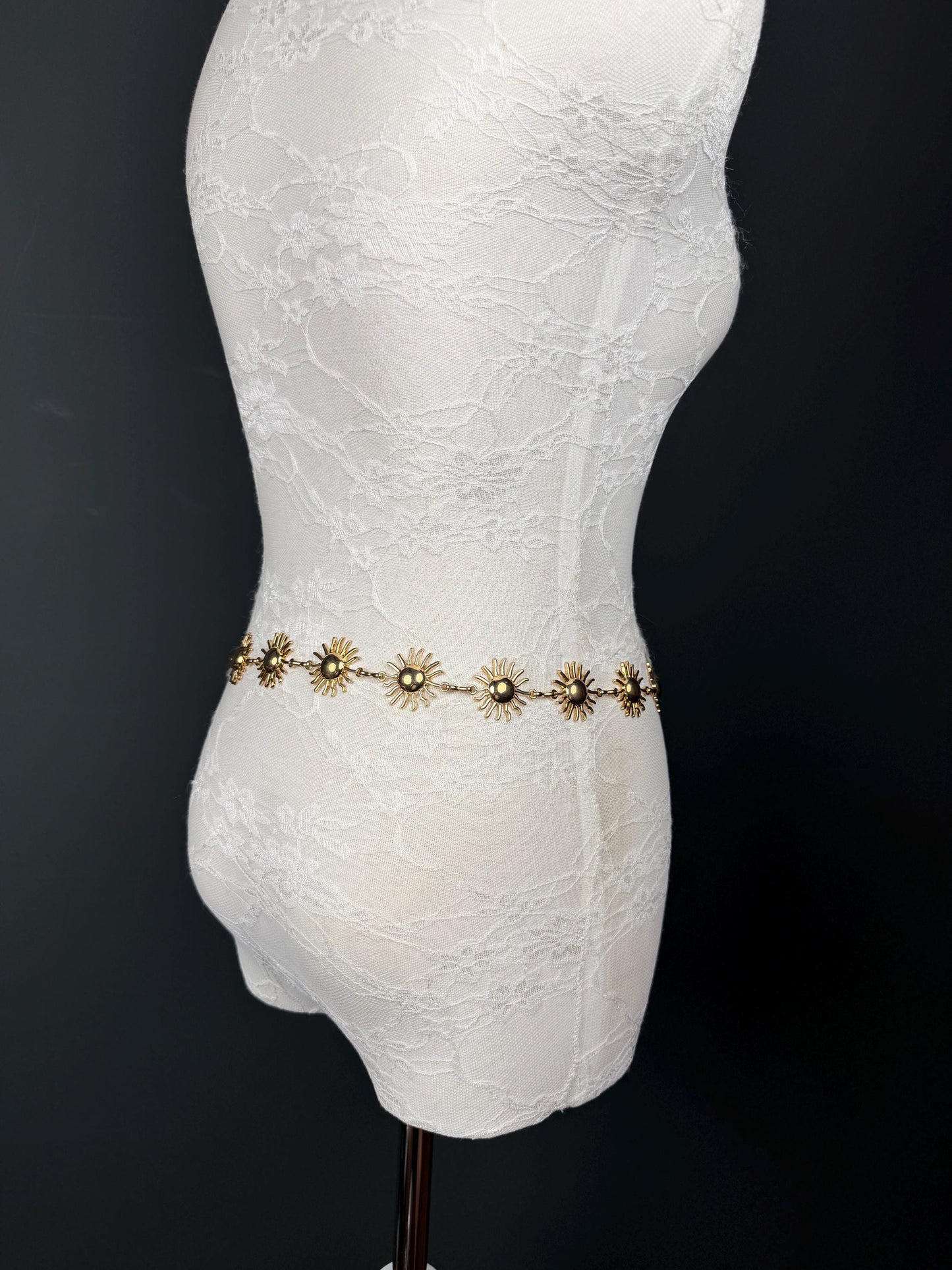 X-long Sun Design Belt, Metal Belt, Teen Sizes, UK Size 18”-60”, Fan Design, Holiday, Gold, Silver, Belt, Resortwear, Beach, Dress, Gift