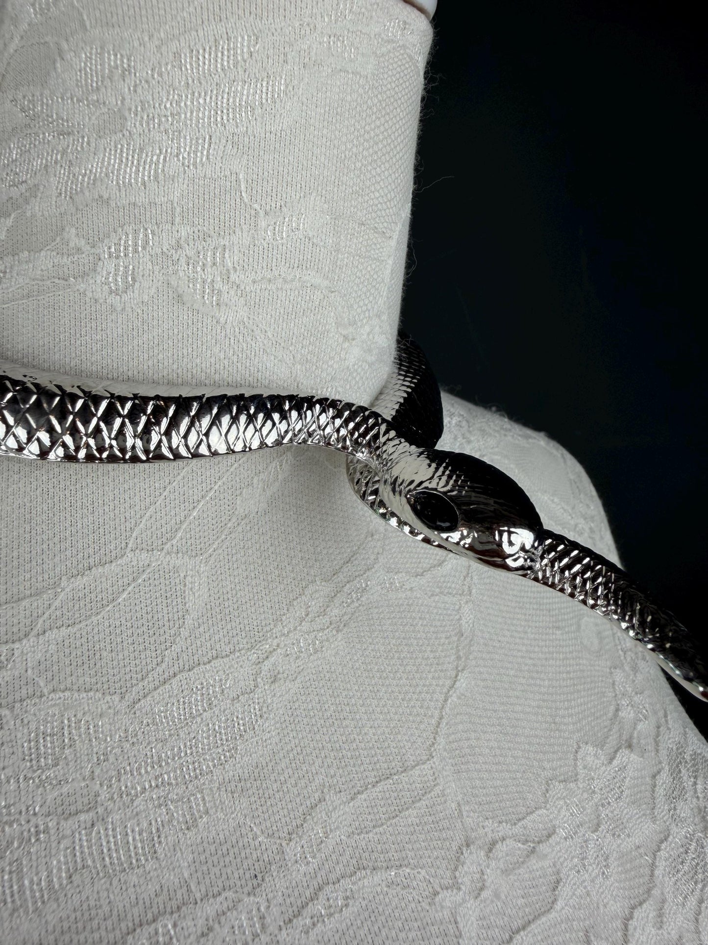 Snake Choker Necklace, Premium Gold or Silver, Solid Metal Elegant Choker