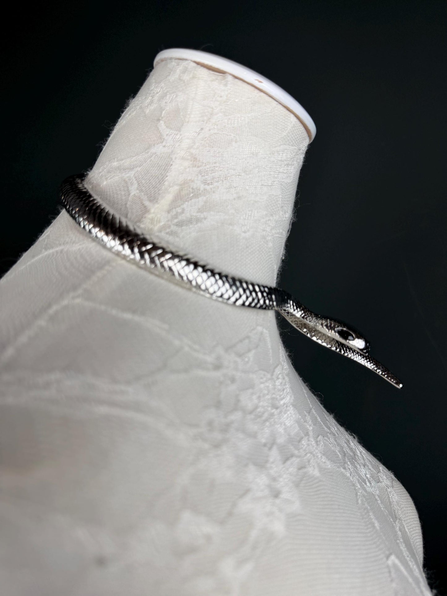 Snake Choker Necklace, Premium Gold or Silver, Solid Metal Elegant Choker