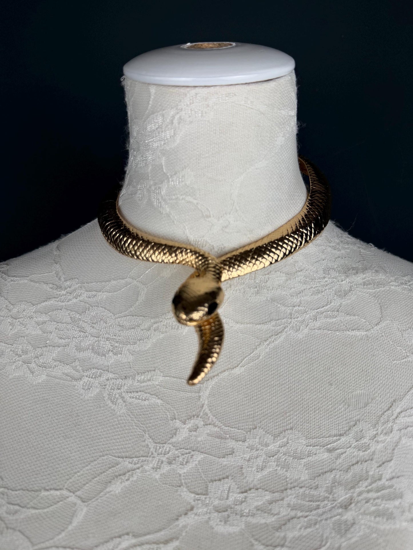 Snake Choker Necklace, Premium Gold or Silver, Solid Metal Elegant Choker