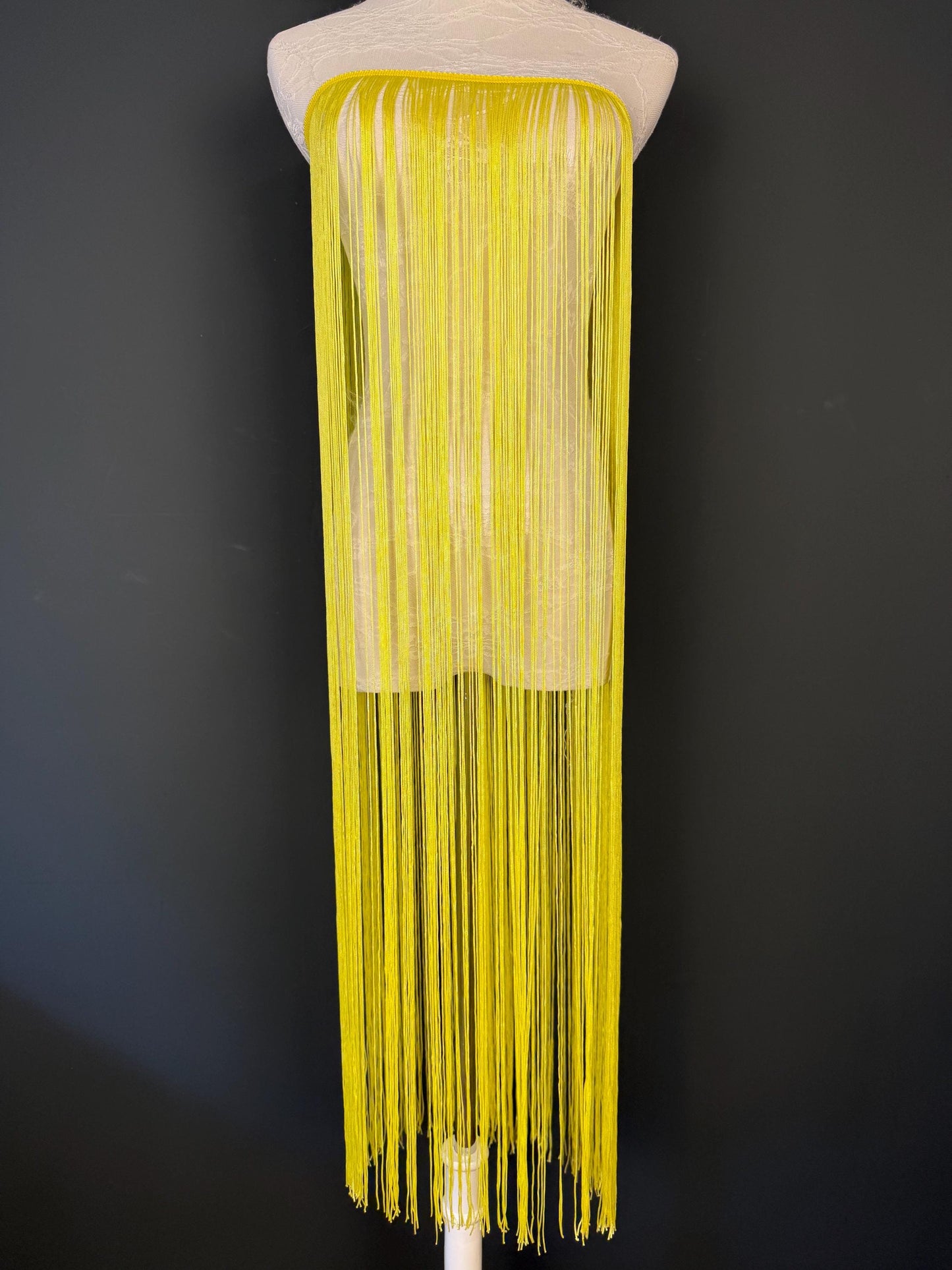 40" Wide Dense Fringe Trim, Sunshine Yellow, 27 Colour Options