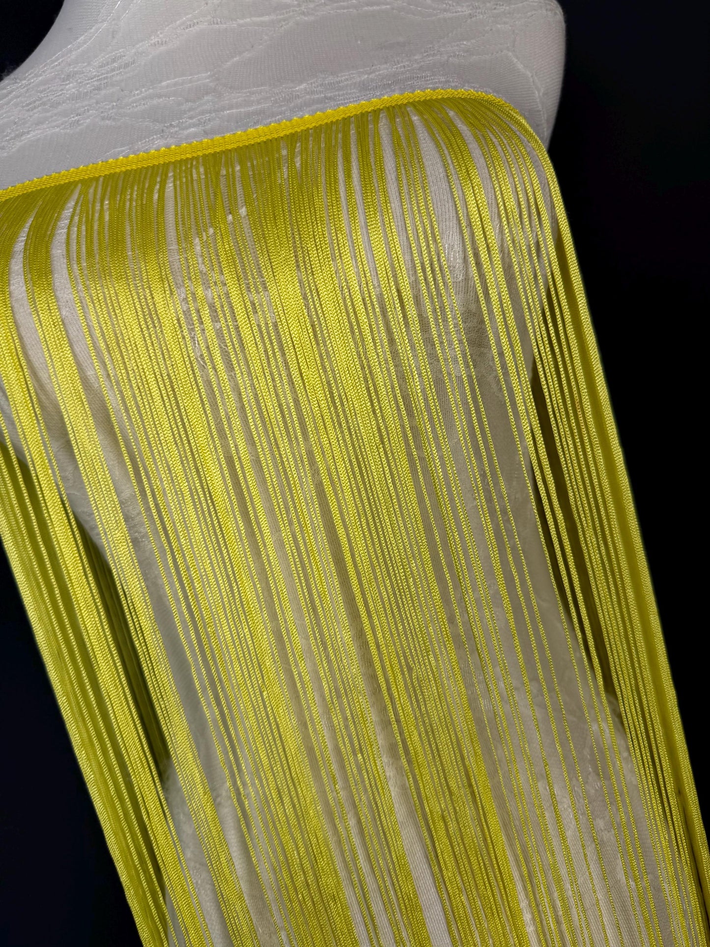 40" Wide Dense Fringe Trim, Sunshine Yellow, 27 Colour Options