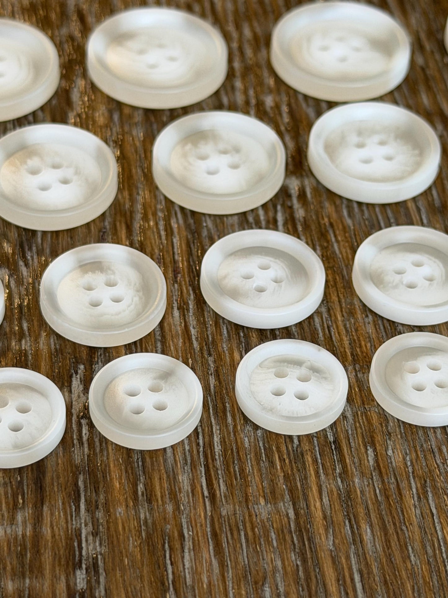 6 pcs Buttons, Cream Polyester Mock Horn Design Buttons, 4 Sizes