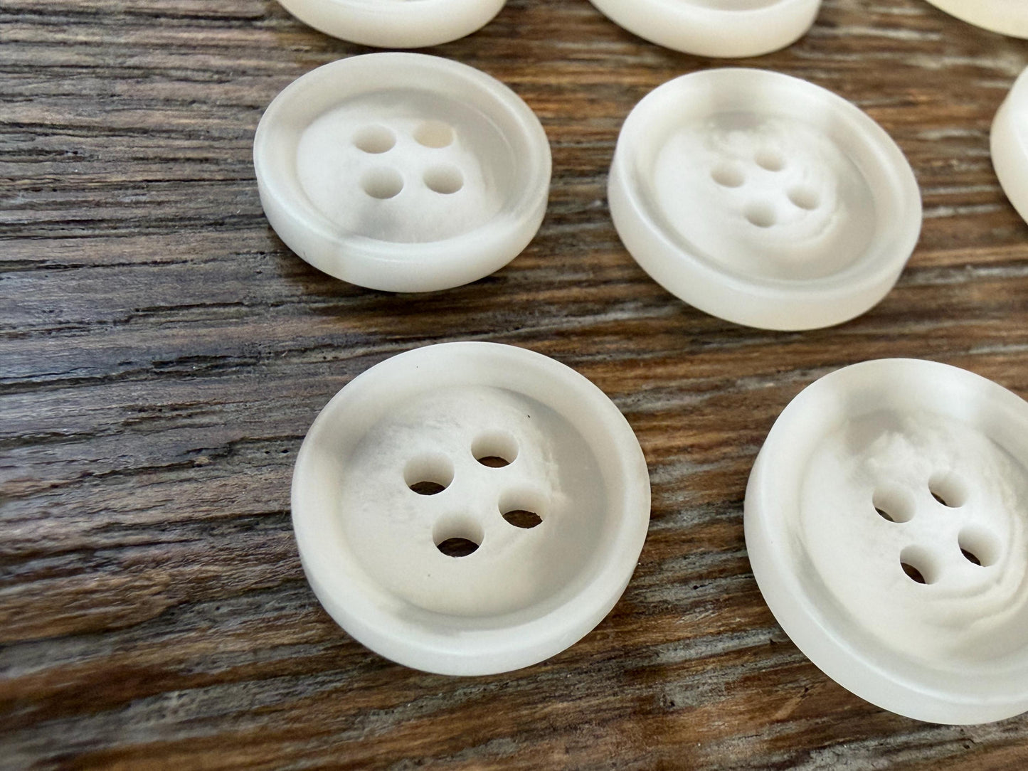 6 pcs Buttons, Cream Polyester Mock Horn Design Buttons, 4 Sizes