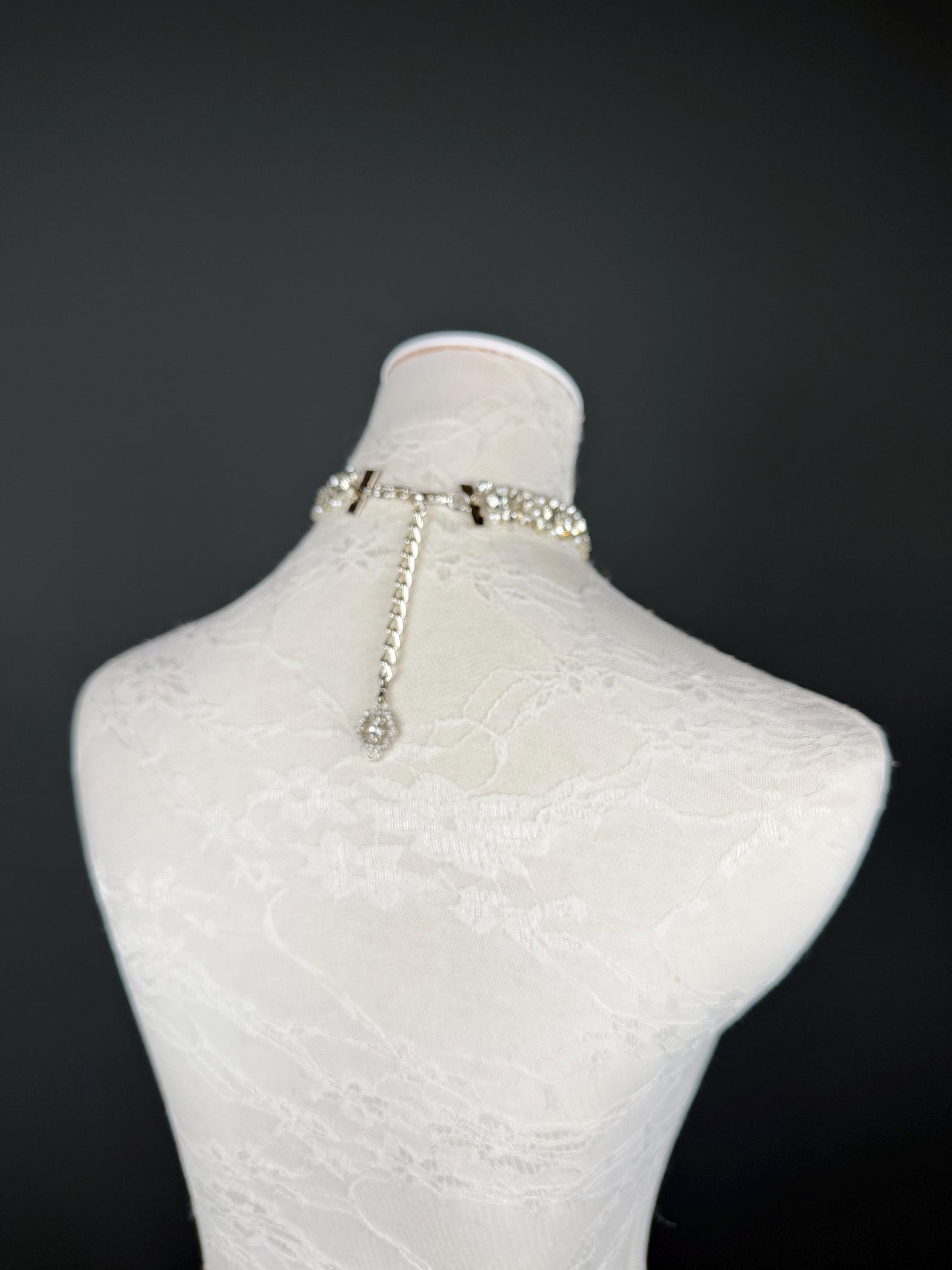 Rhinestone Pearl Choker Necklace, Silver Diamanté Fashion Accessory, Handmade UK
