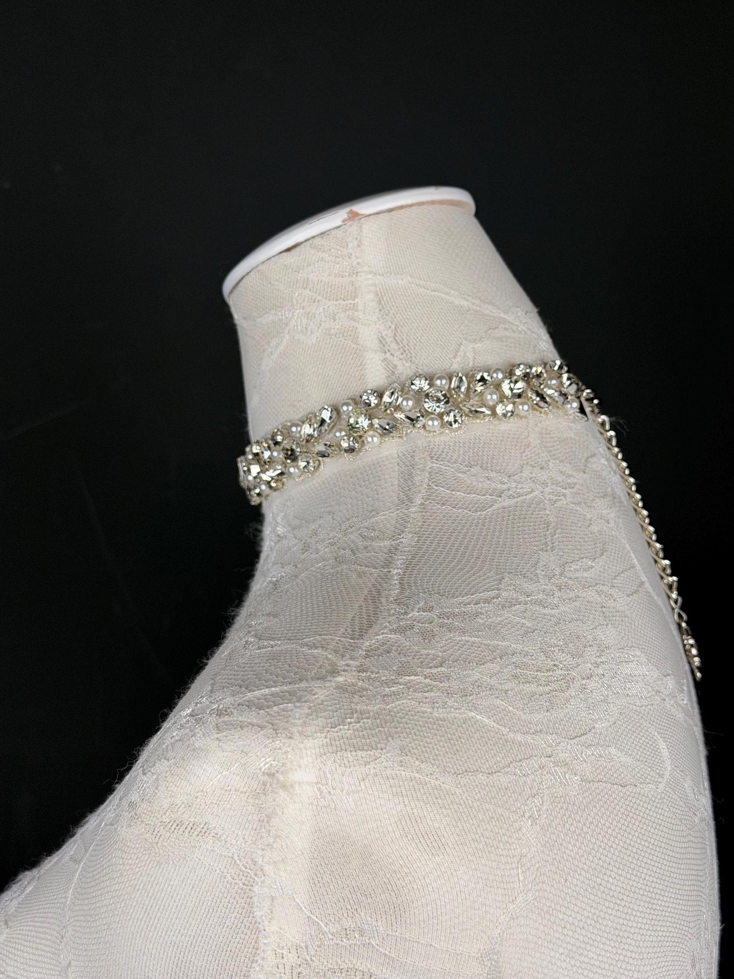 Rhinestone Pearl Choker Necklace, Silver Diamanté Fashion Accessory, Handmade UK