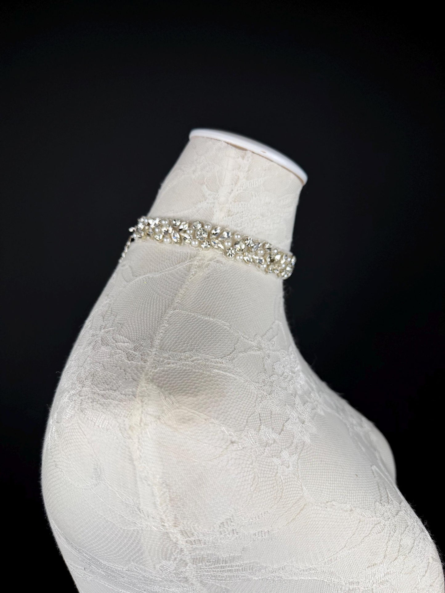 Rhinestone Pearl Choker Necklace, Silver Diamanté Fashion Accessory, Handmade UK