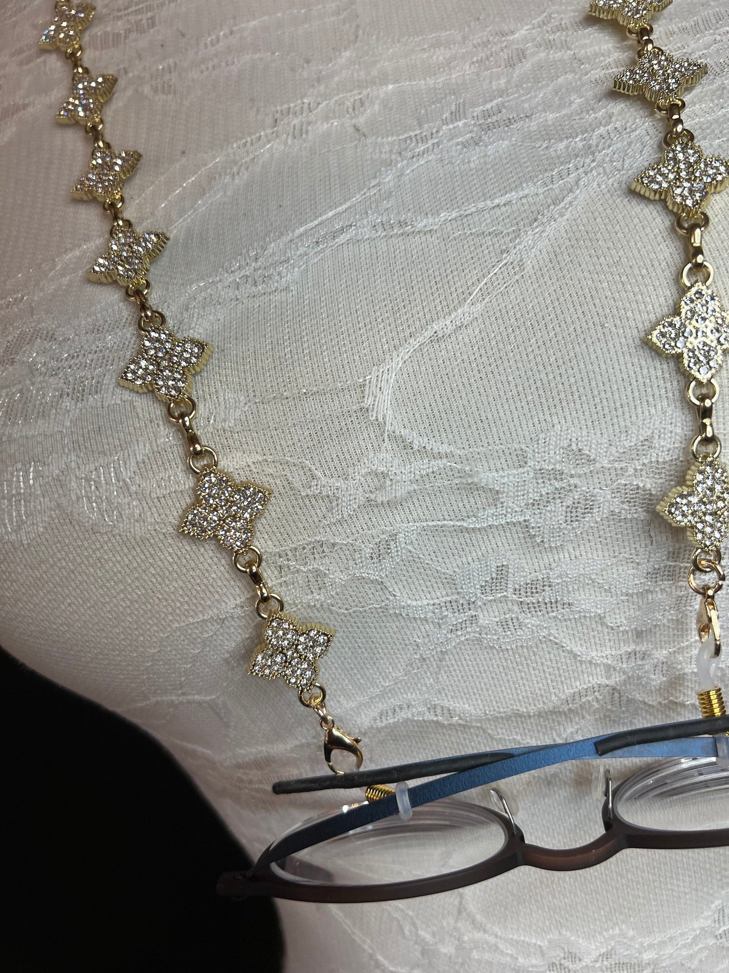 Handmade Rhinestone Glasses Spectacles Chain