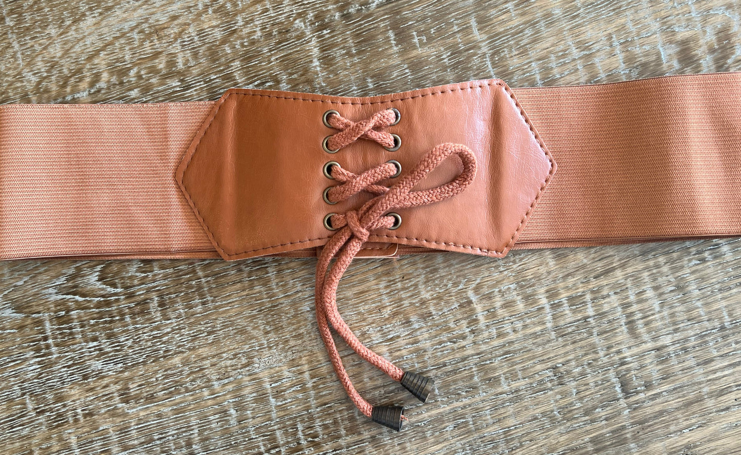 Tan Leather Look Cord Belt