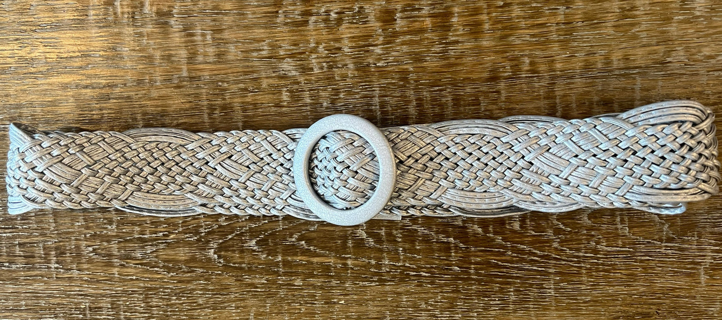 Silver Leatherette Plaited Belt