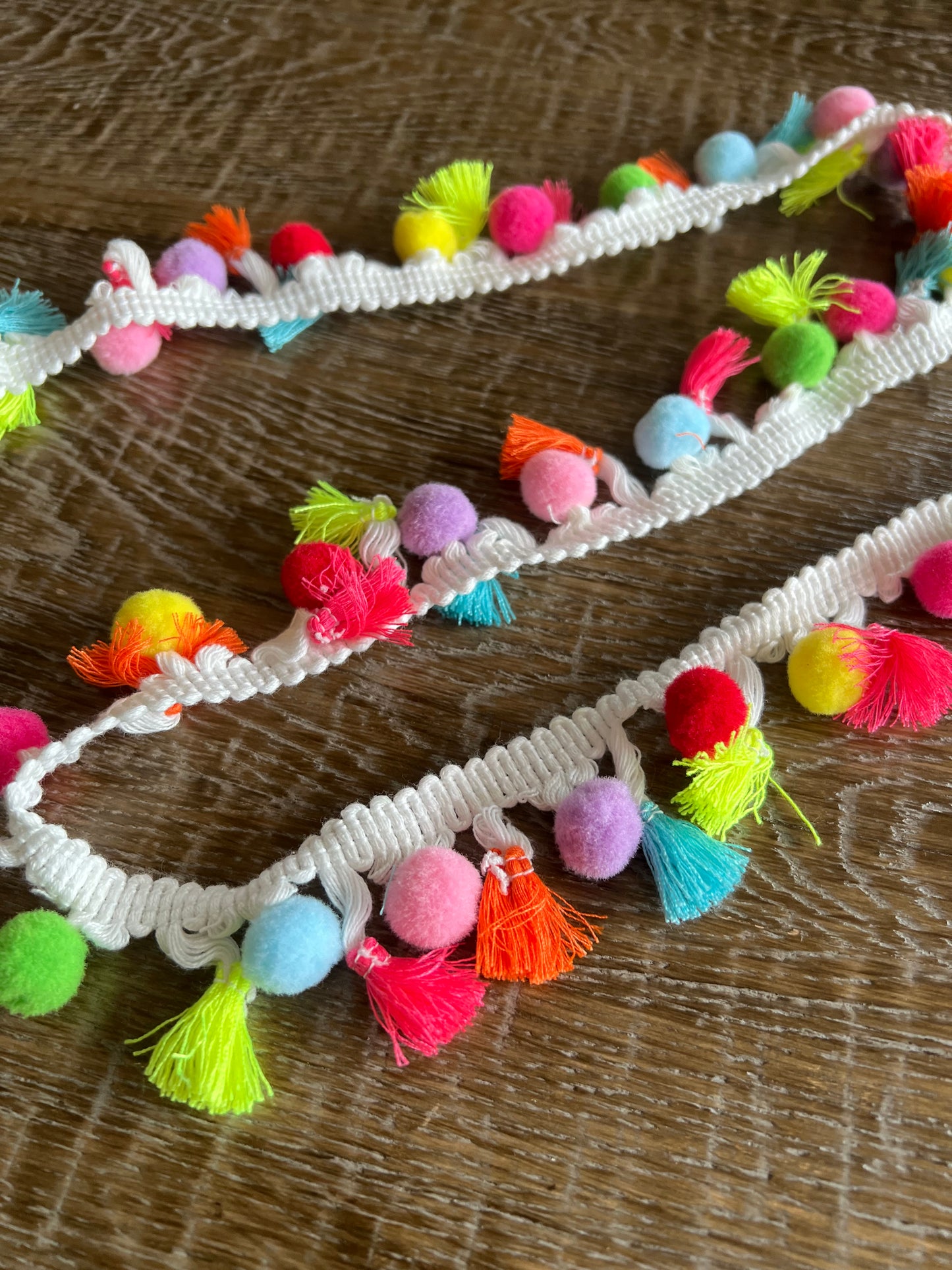 Bright Multi Pom Pom Tassle Tape