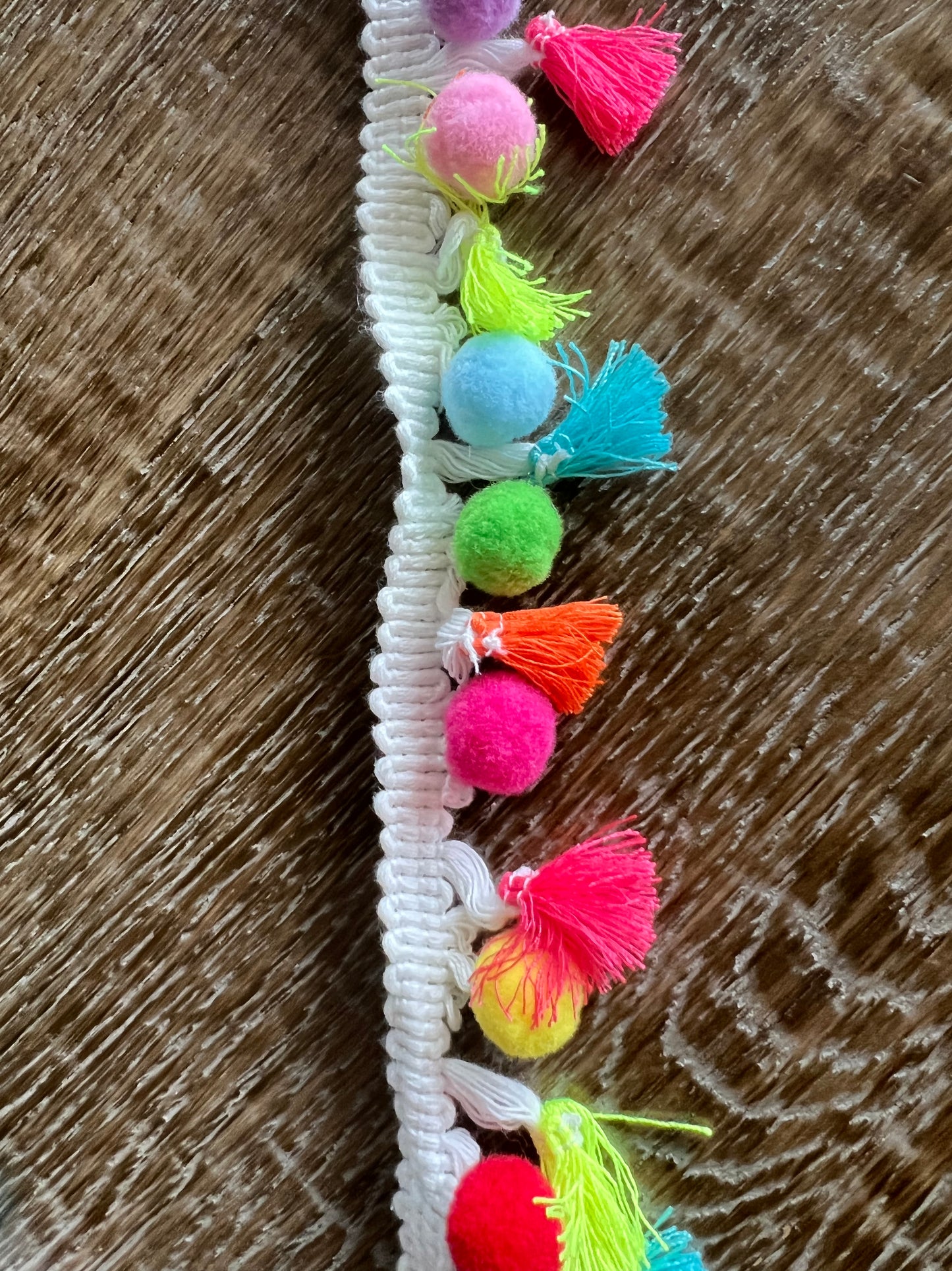 Bright Multi Pom Pom Tassle Tape