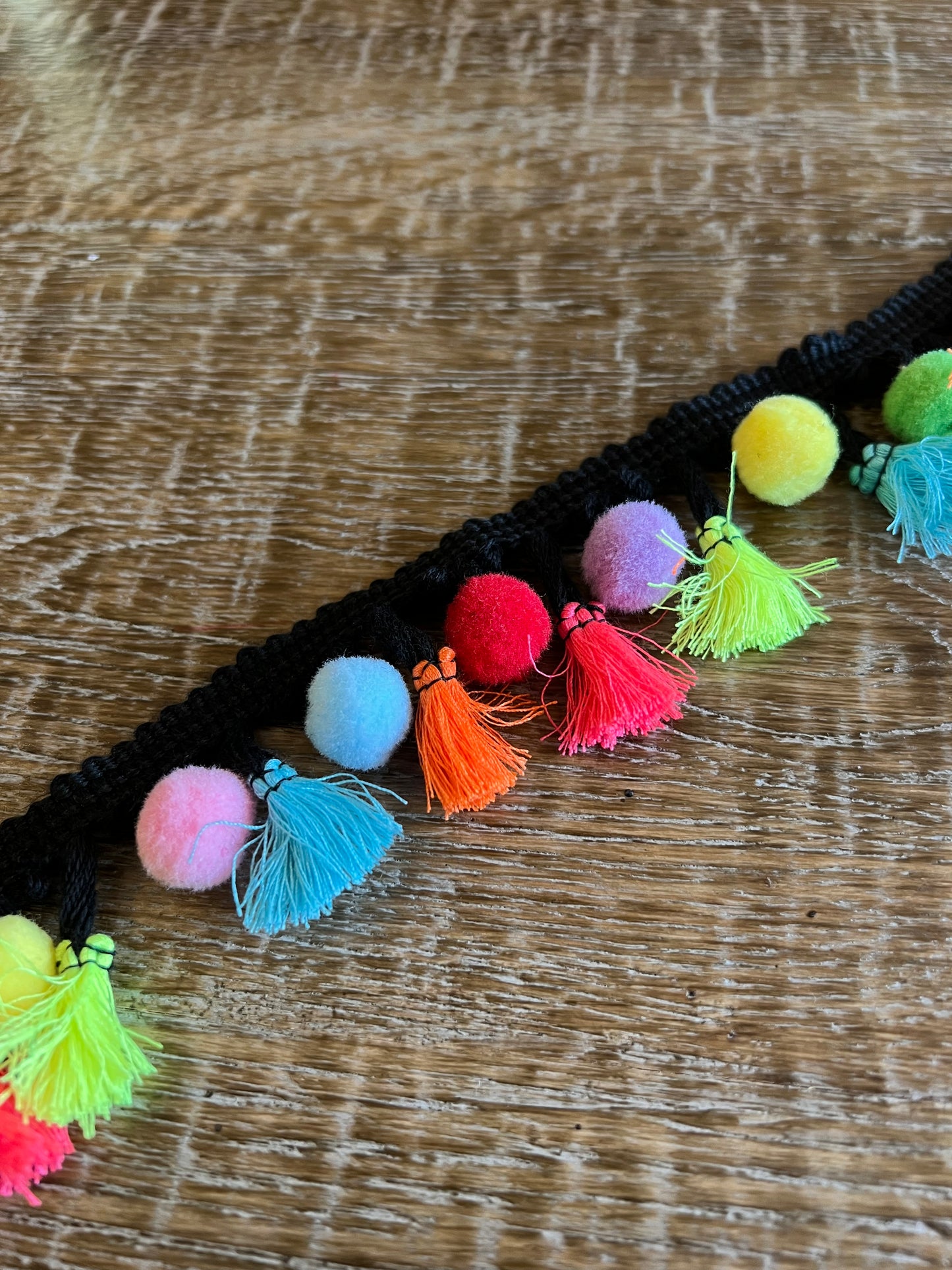 Bright Multi Pom Pom Tassle Tape