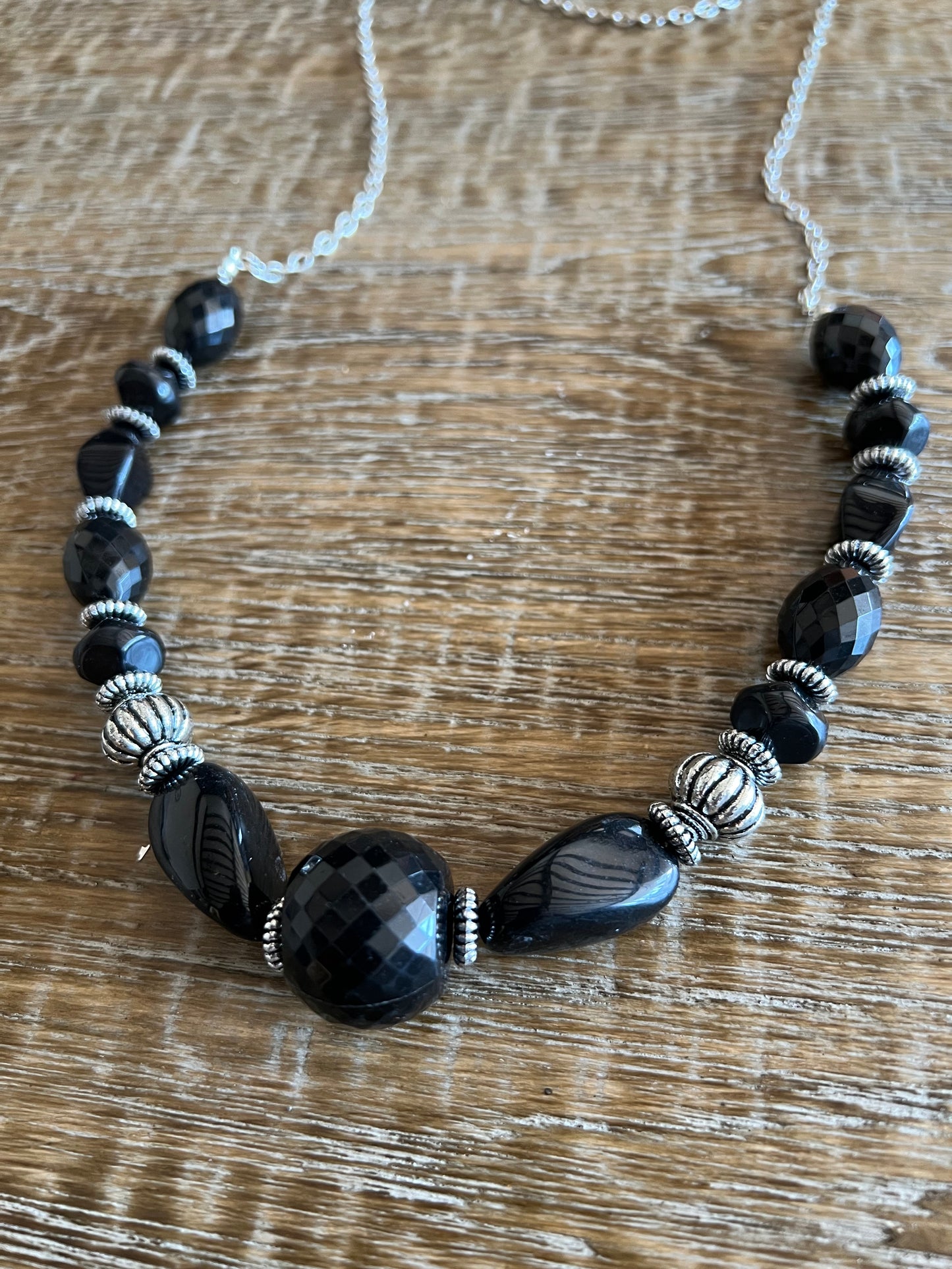 Black and Silver Bead Necklace