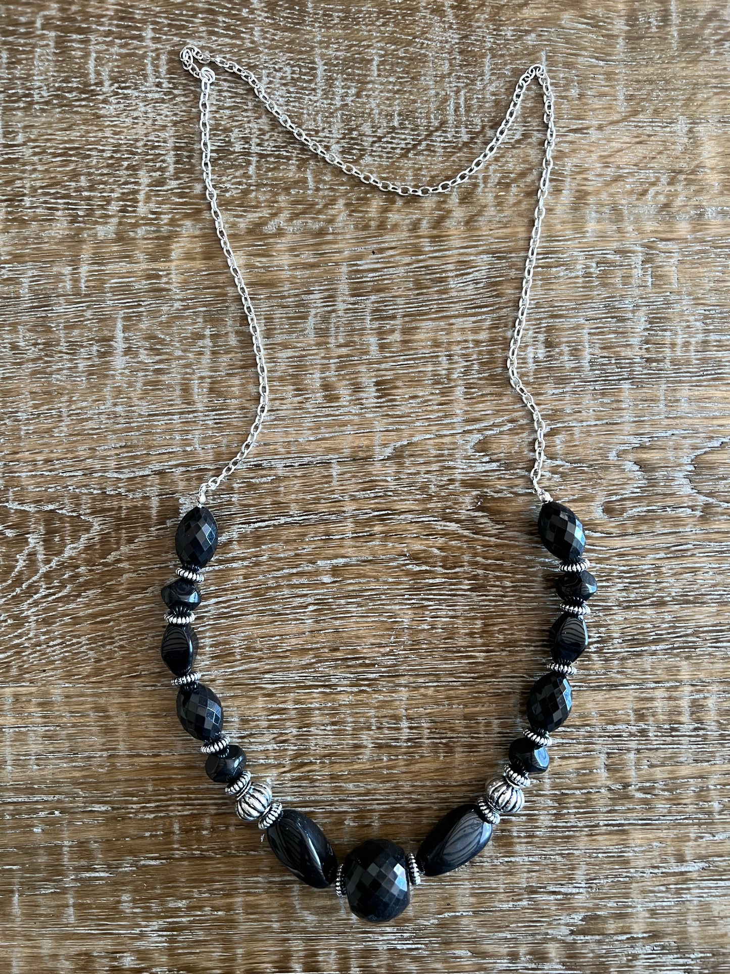 Black and Silver Bead Necklace