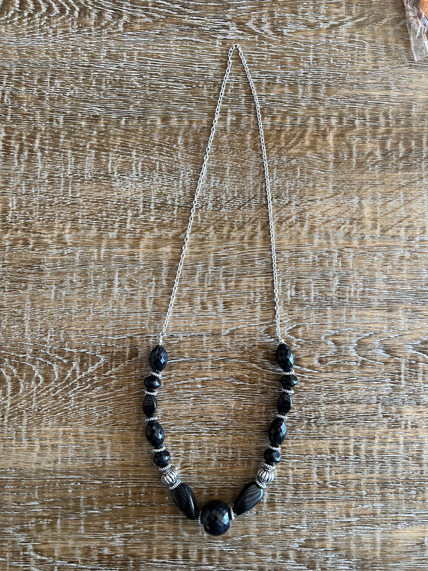 Black and Silver Bead Necklace