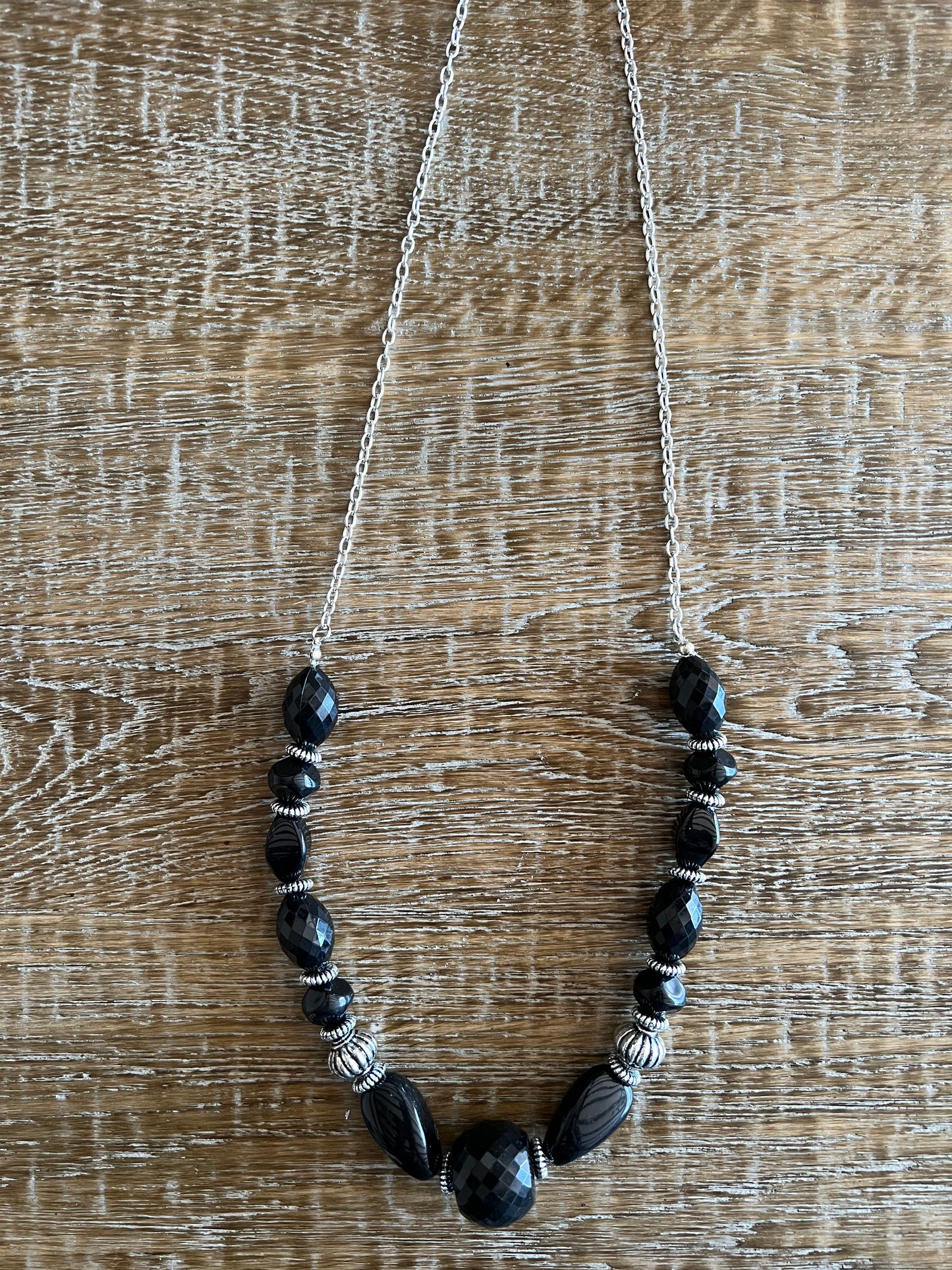 Black and Silver Bead Necklace