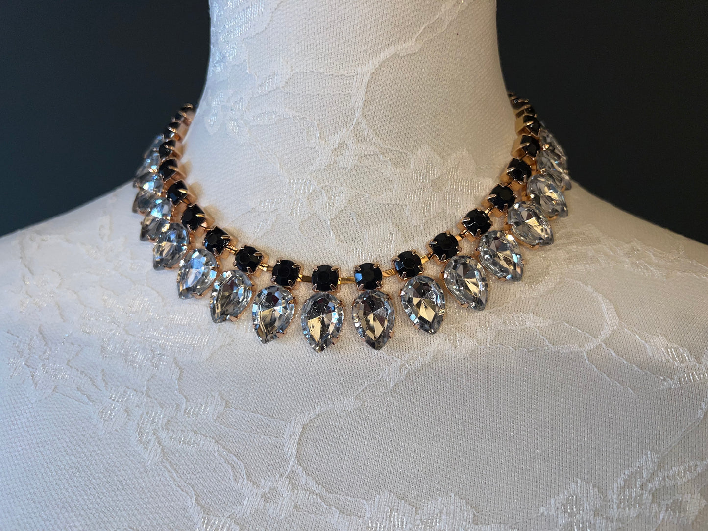 Rose Gold and Black Jewel Necklace