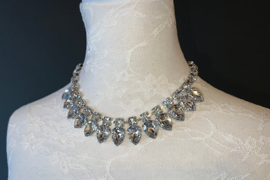 Silver Tear Drop Jewel Necklace