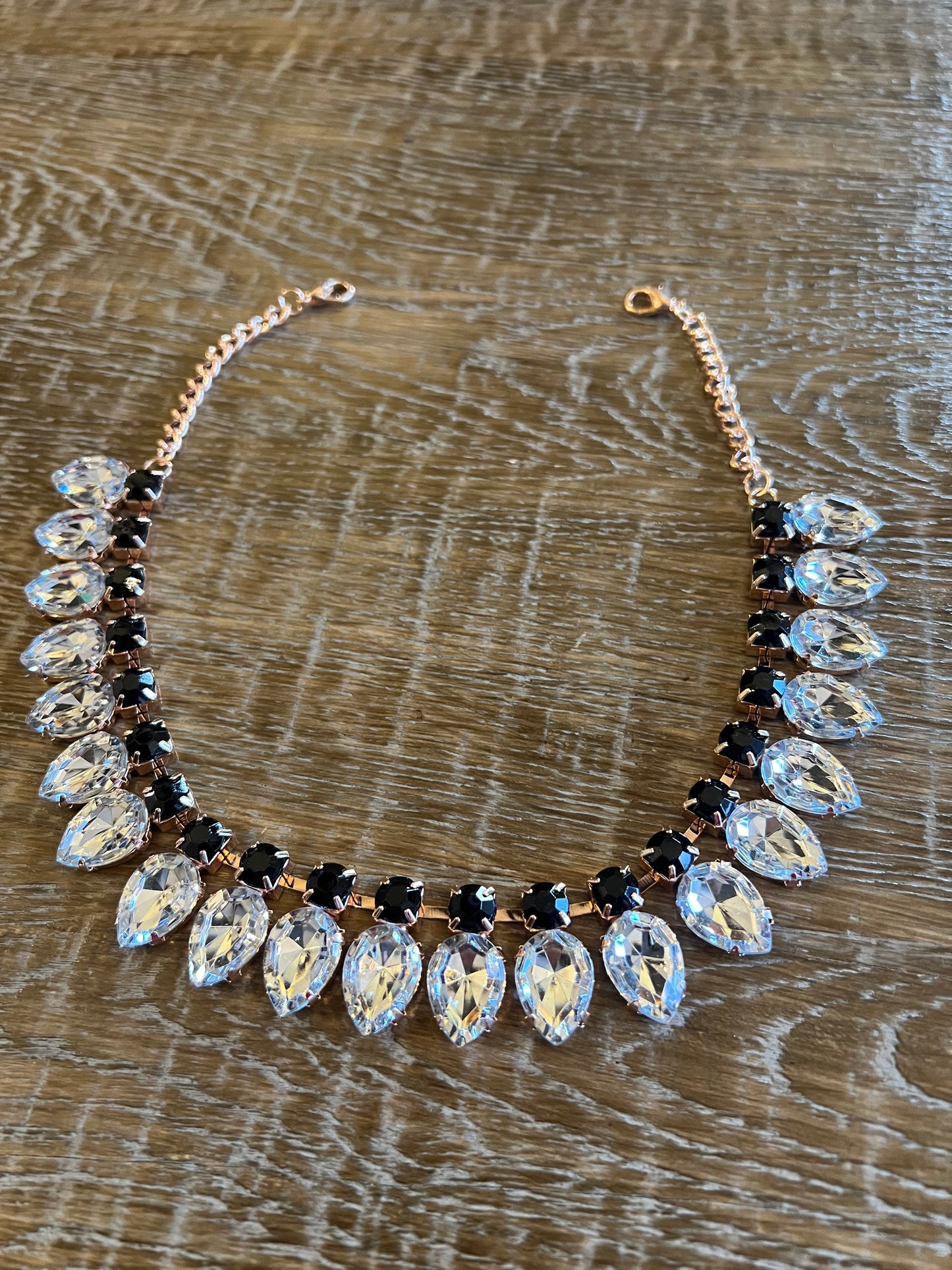 Rose Gold and Black Jewel Necklace