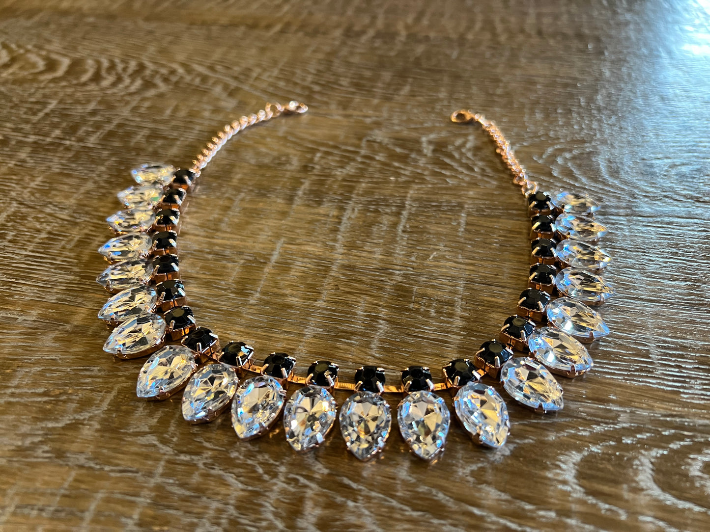 Rose Gold and Black Jewel Necklace