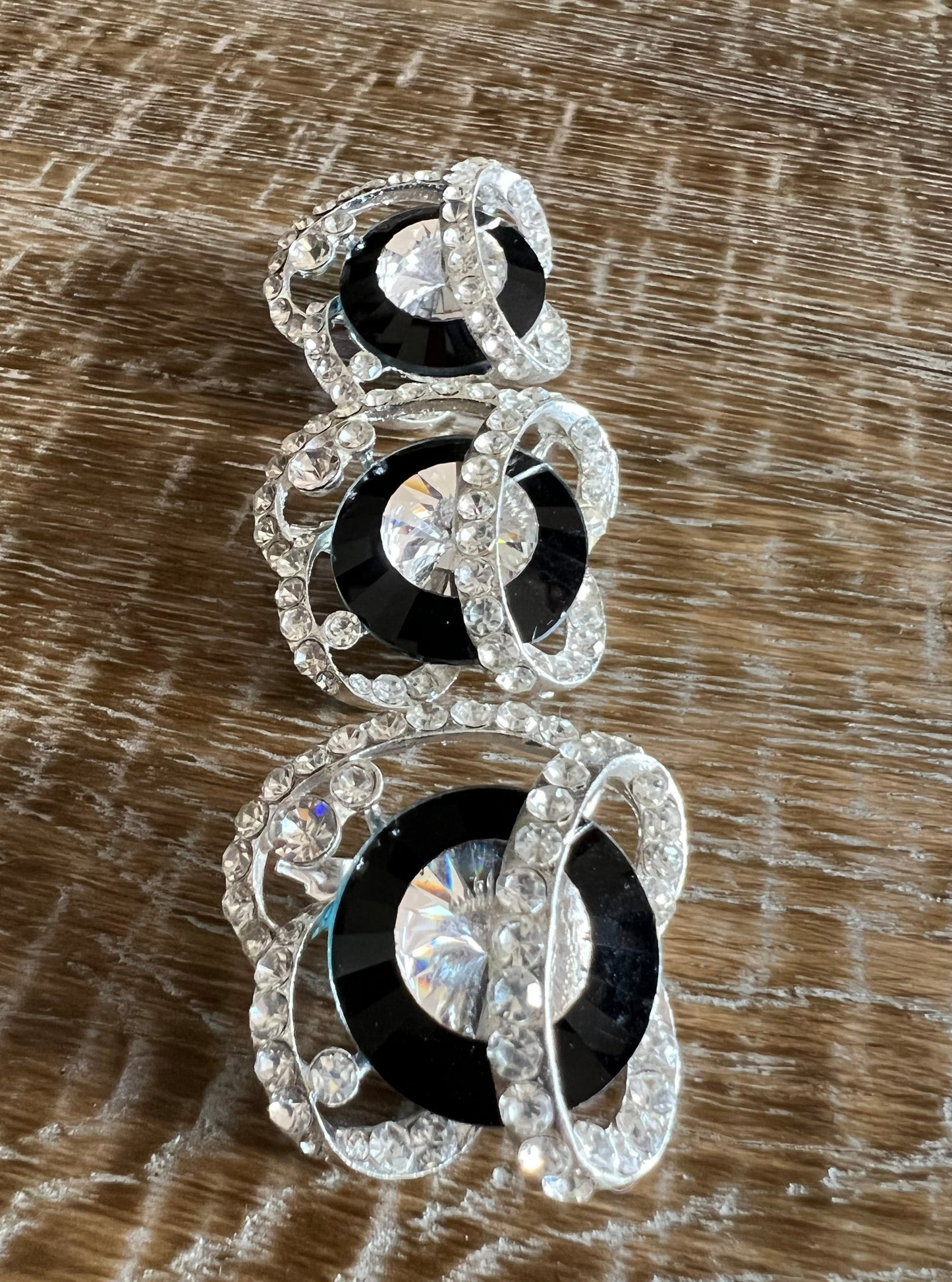 Silver Black Diamante Brooch